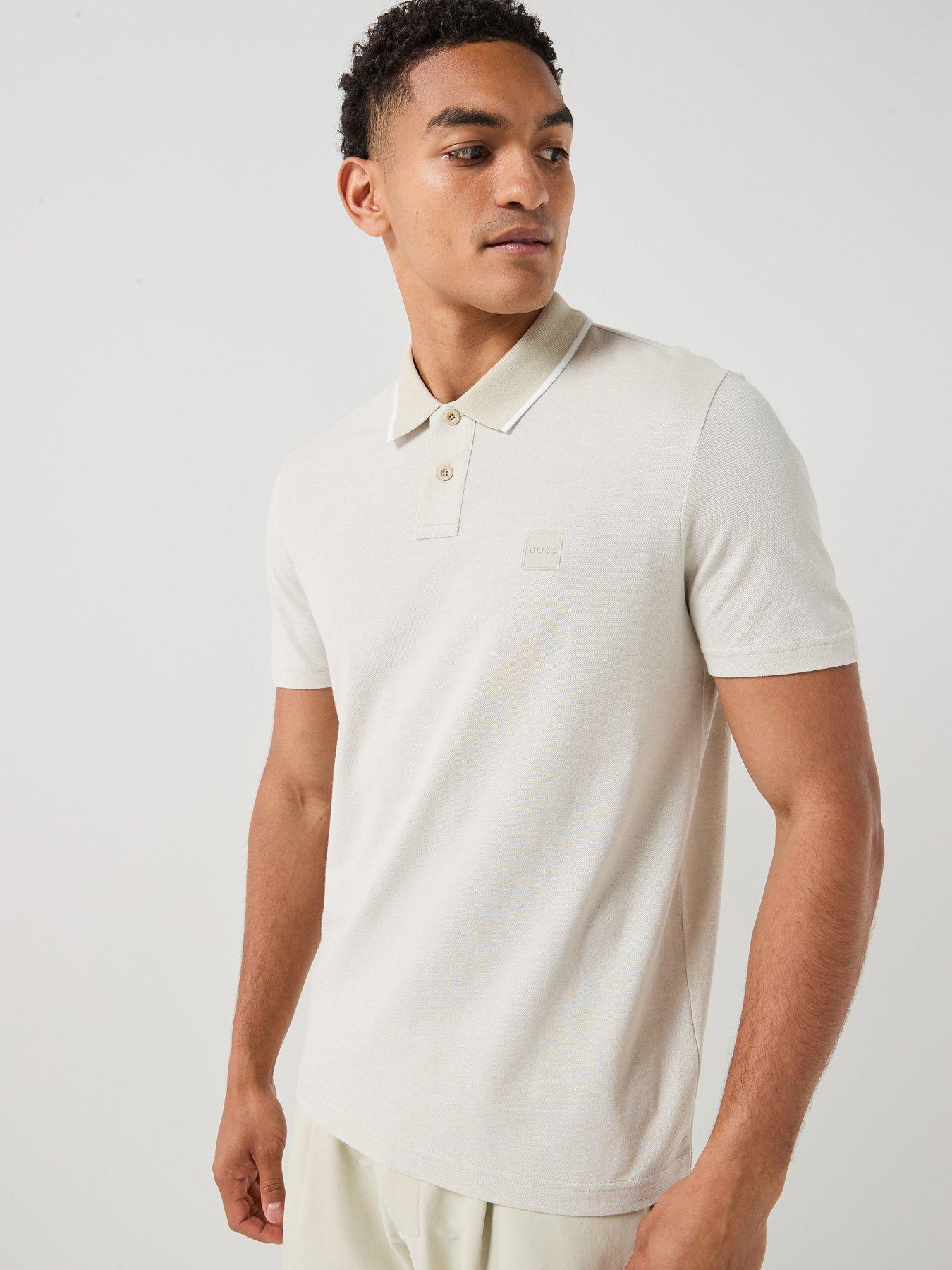 BOSS Passerford Tipped Polo Shirt - Light Beige