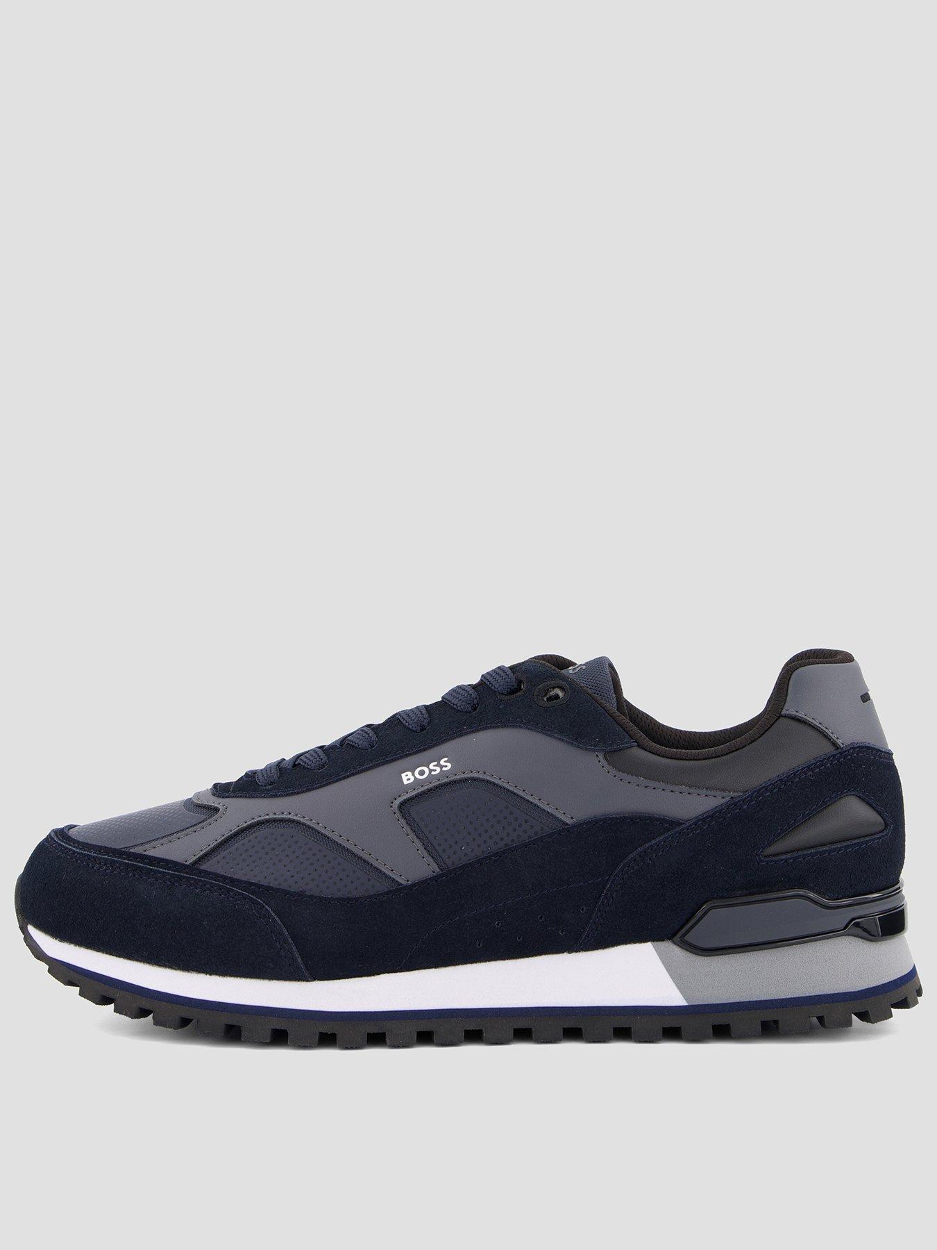 Boss Parkour-L Runn Suede Overlay Trainers - Navy