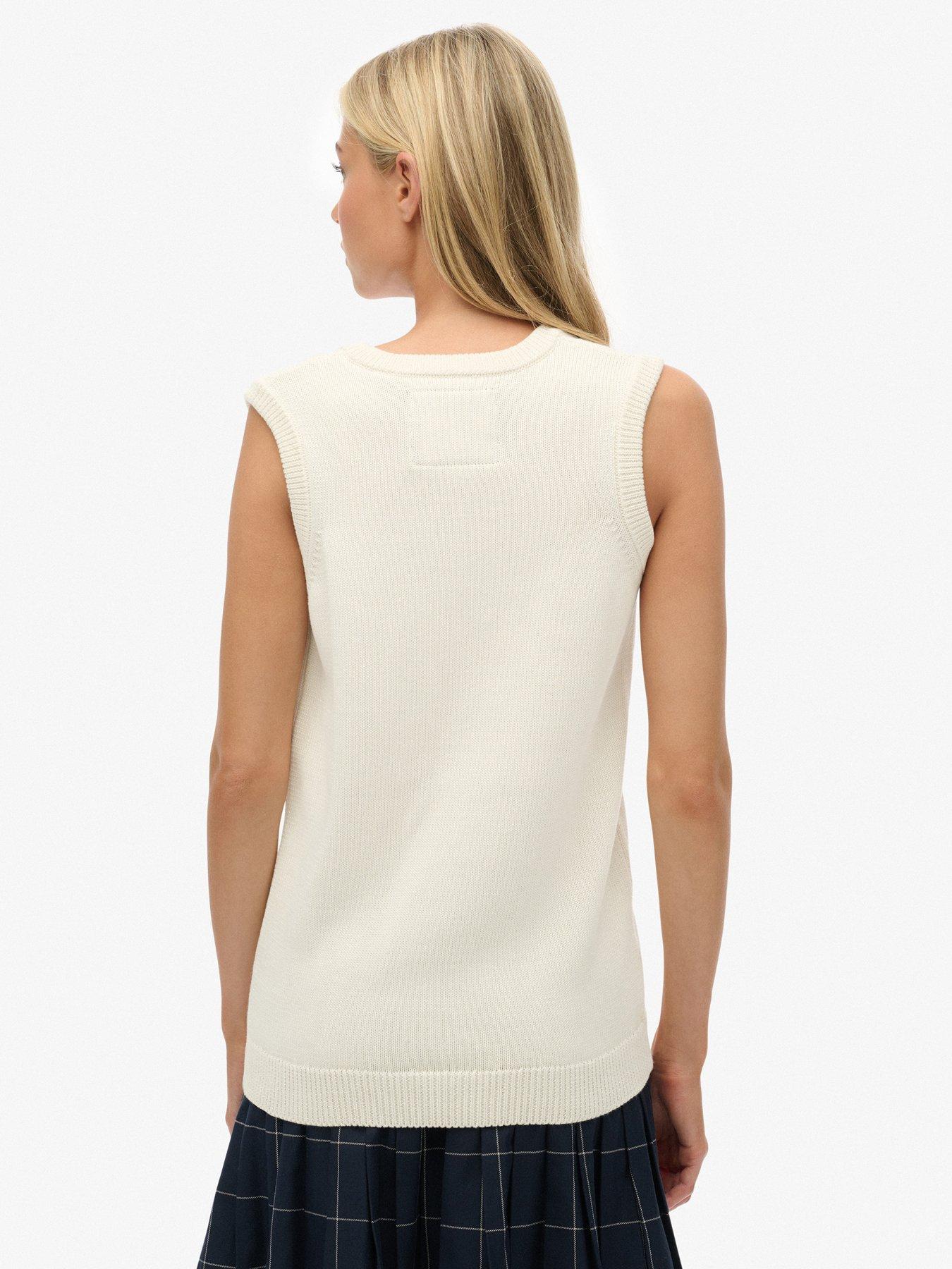 Image 2 of 5 of Superdry Athletic Essentials Knitted Tank Top- Cream