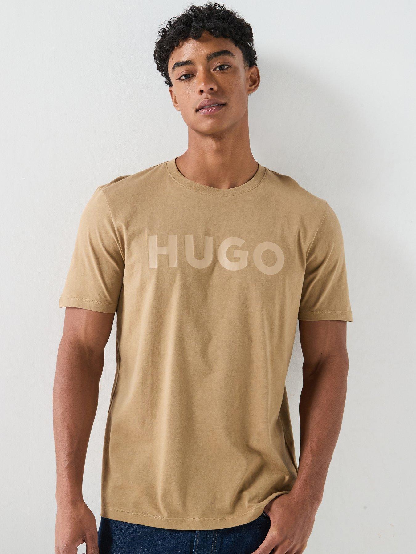 Image 1 of 5 of HUGO Dulivio Regular Fit Large Logo T-Shirt - Beige