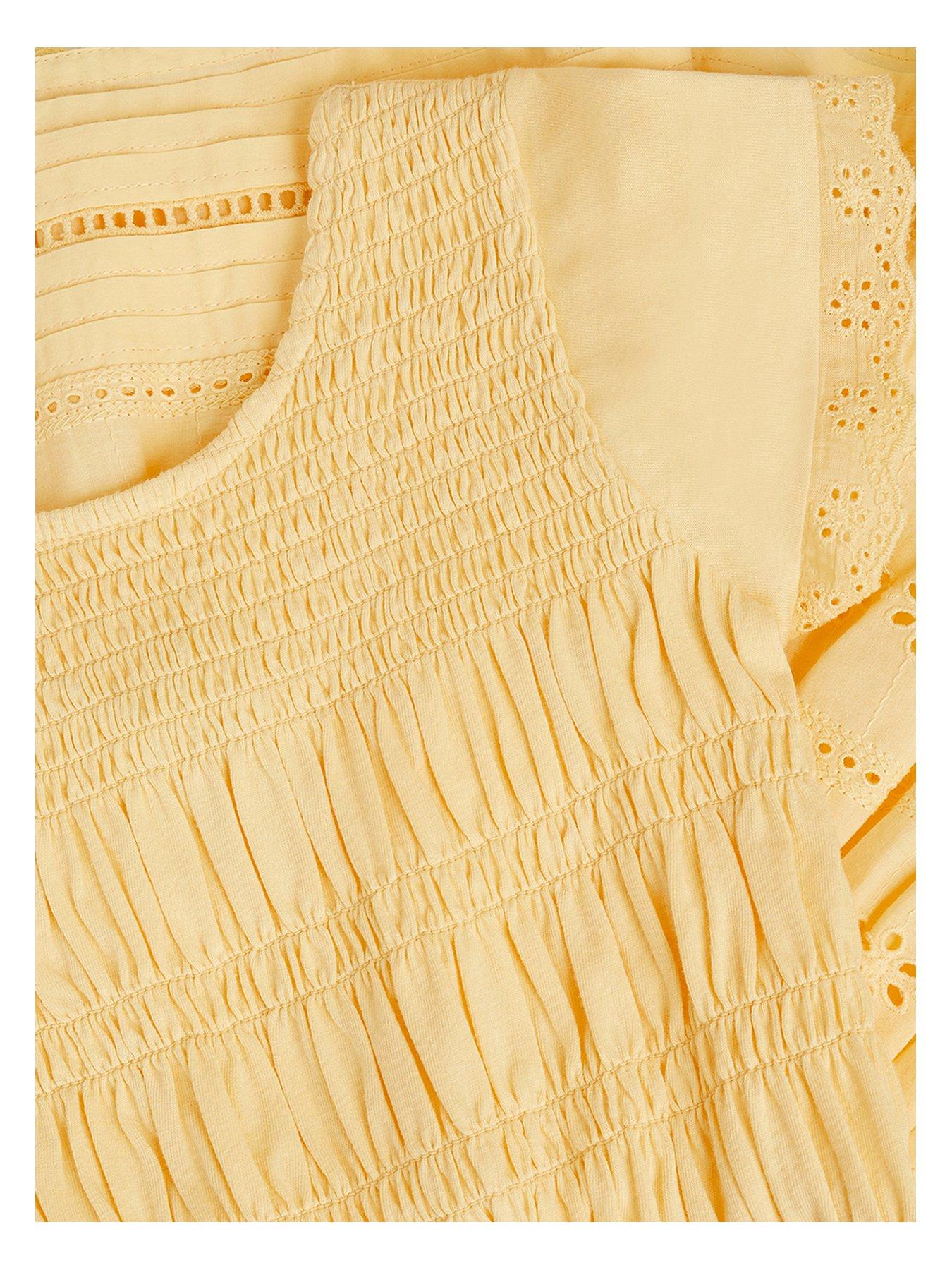 Image 3 of 4 of Monsoon Girls Broiderie Playsuit - Yellow