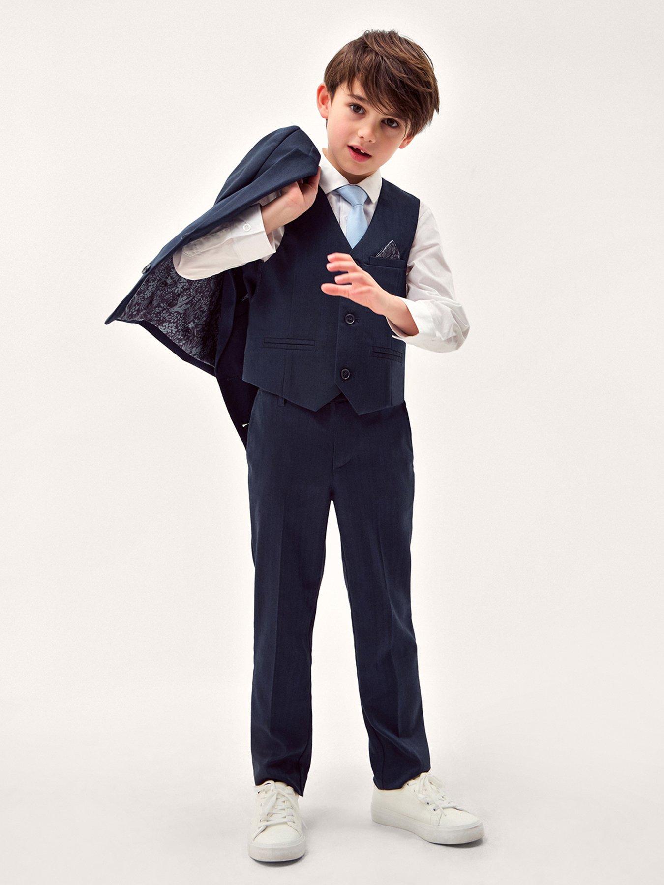 Monsoon Boys Harry Herringbone Blazer, Navy, Size Age: 9 Years