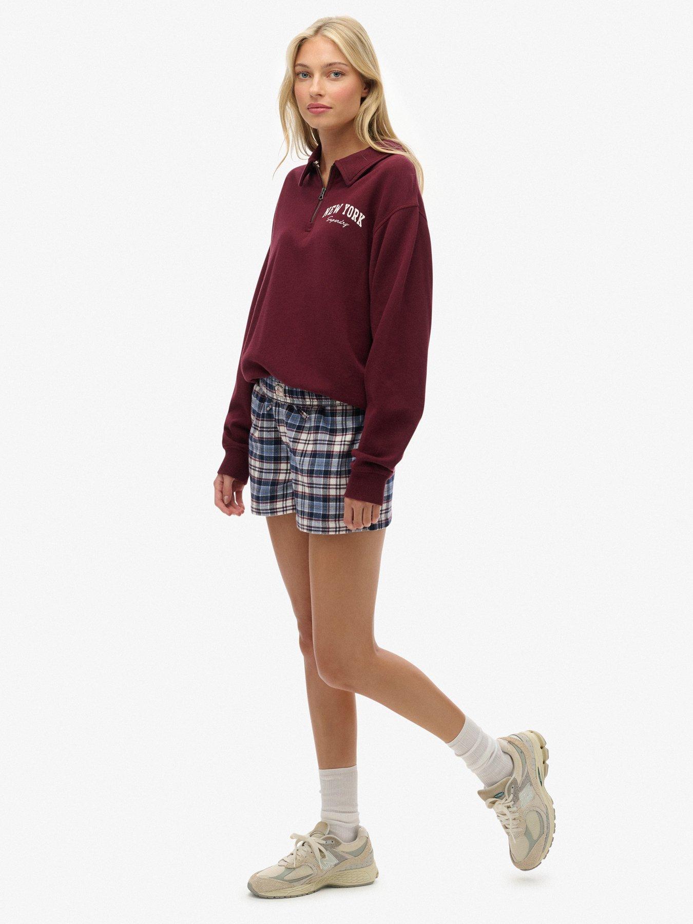 Image 5 of 7 of Superdry Cotton Check Elastic Shorts - Blue