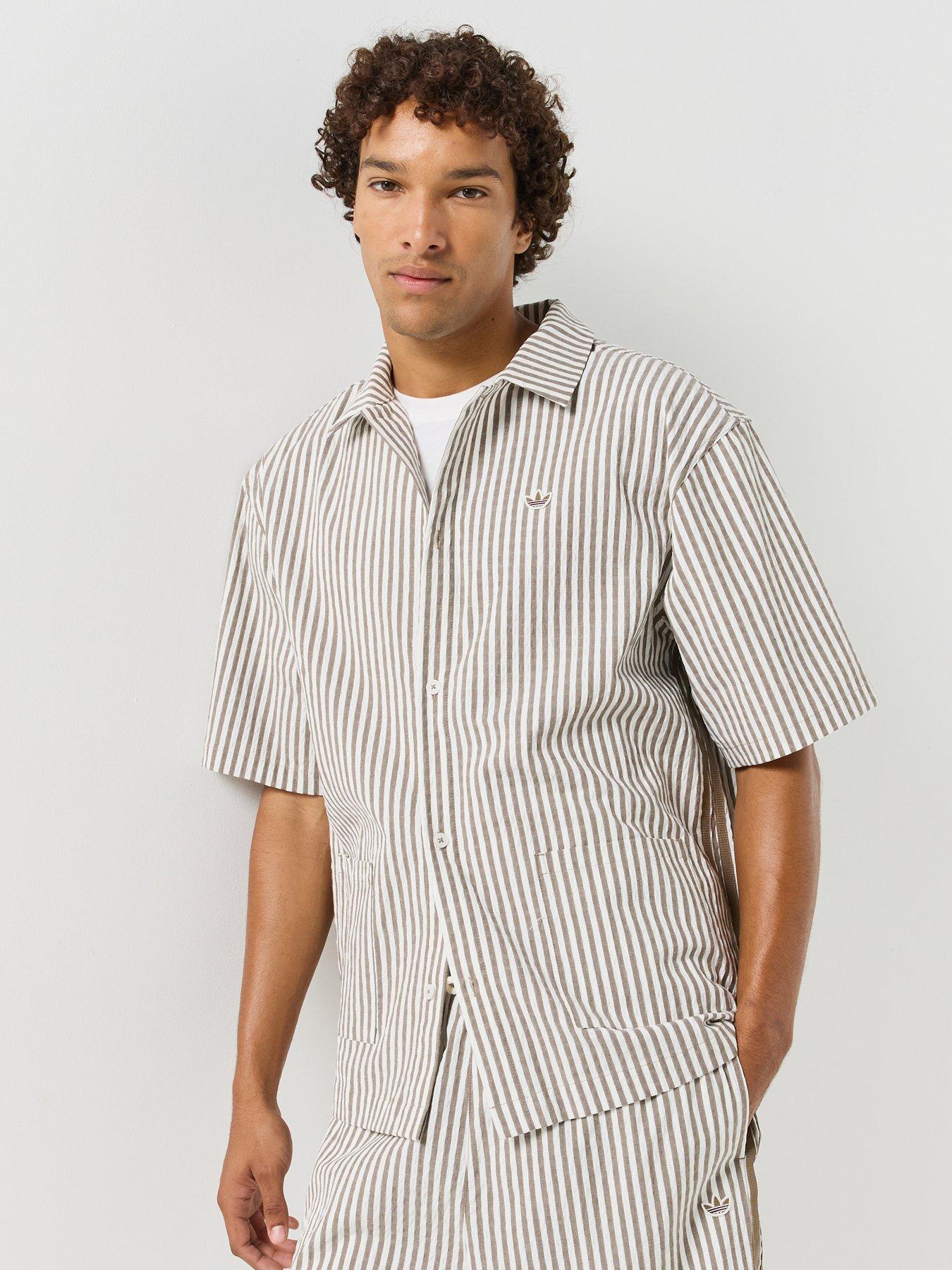 adidas Originals Mens Resort Stripe Shirt - White/khaki