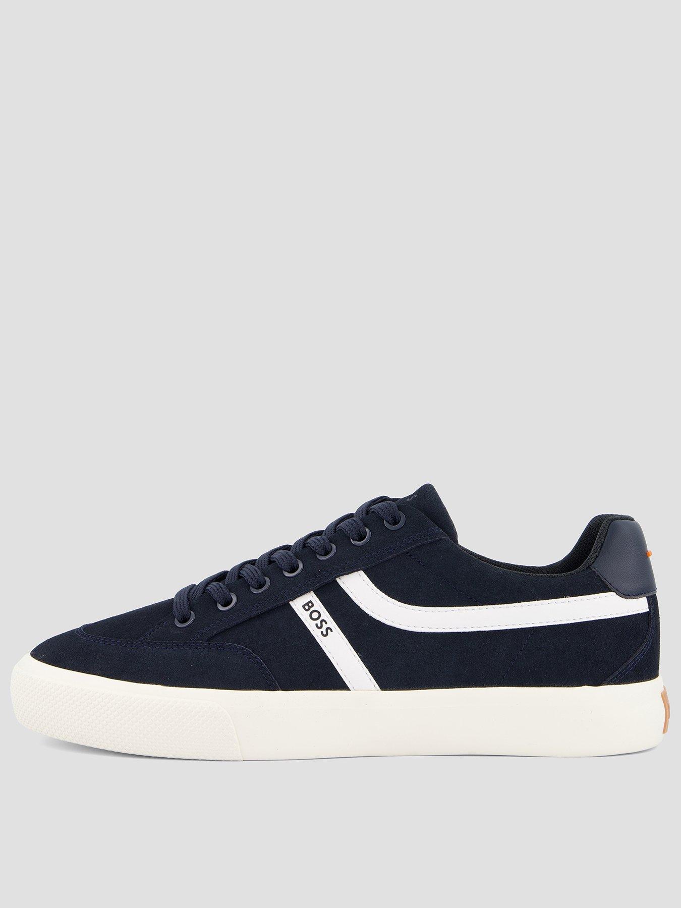 BOSS Orange Aiden Pipe Trim Tennis Trainers, Navy, Size 9, Men
