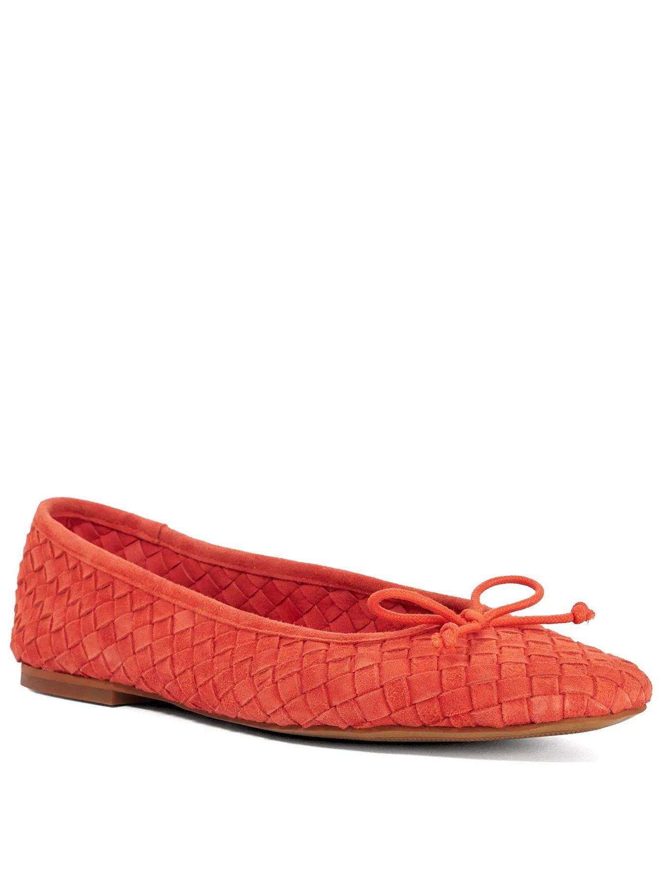Dune London Heat Woven Leather Bow Detail Ballet Pumps - Orange