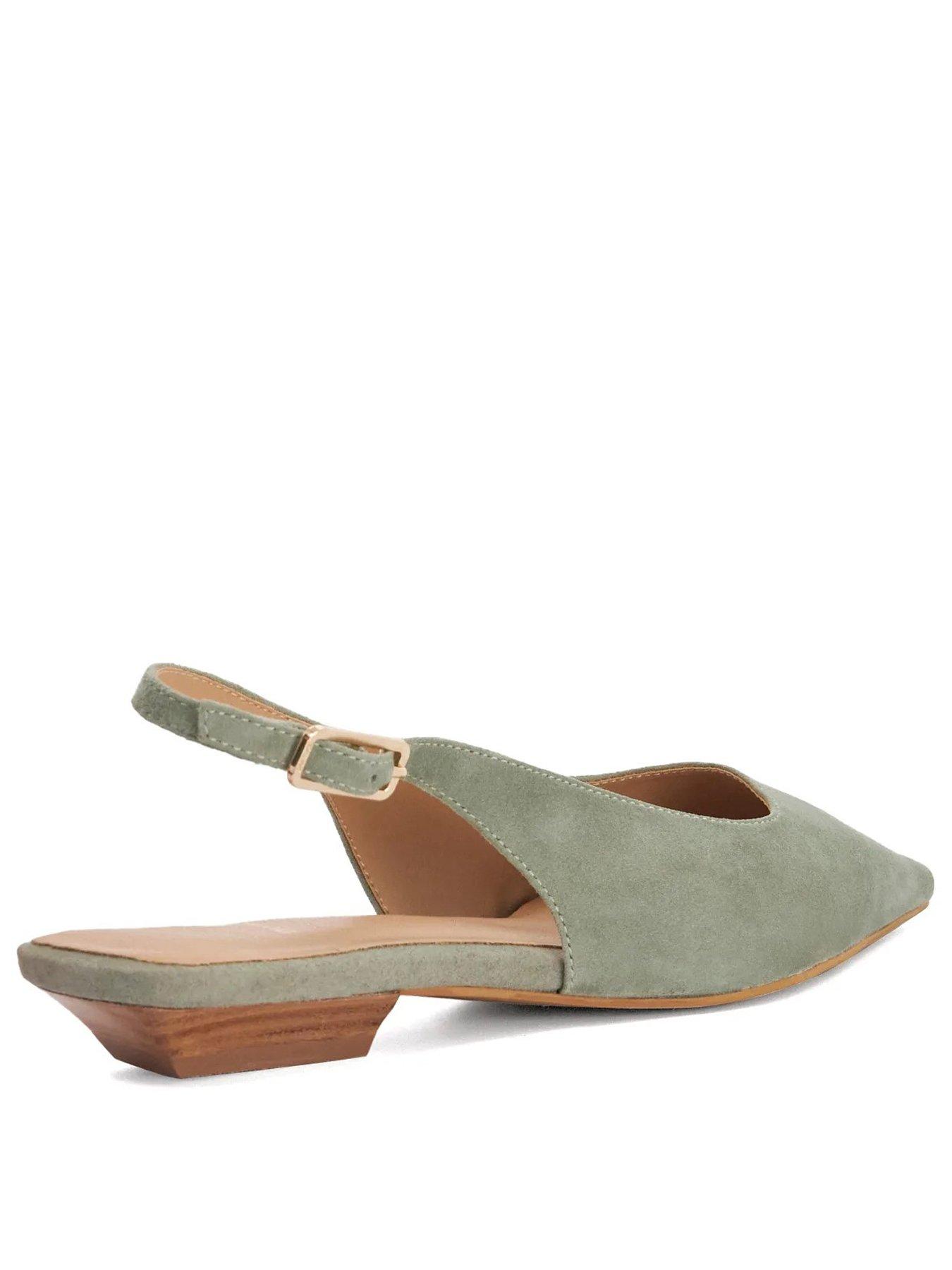Image 2 of 4 of Dune London Hostess Suede Court Shoes - Green