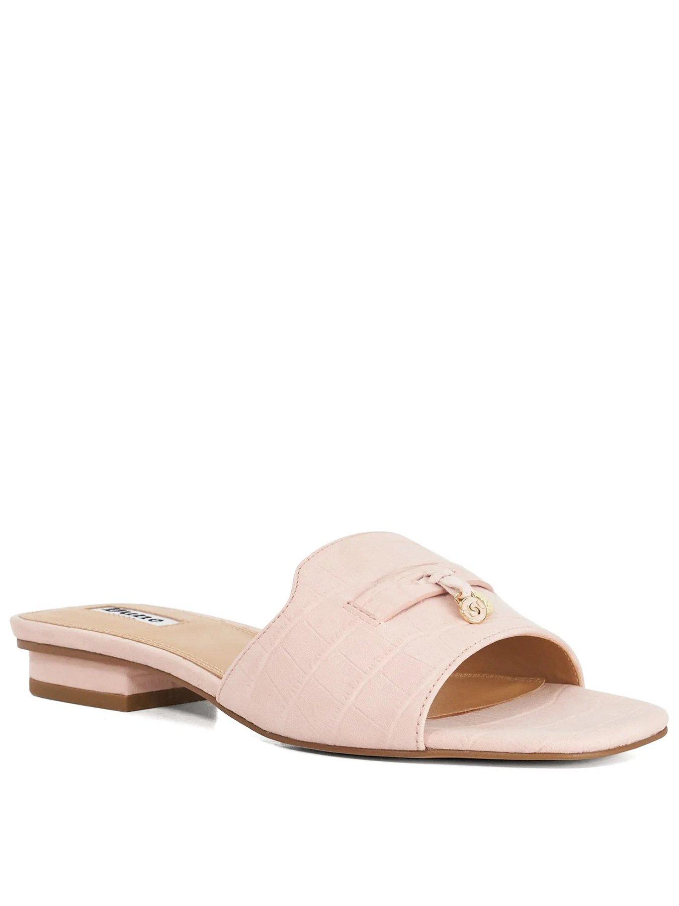 Dune London Lindo Leather Tassel Trim Slip-On Sandals - Pink