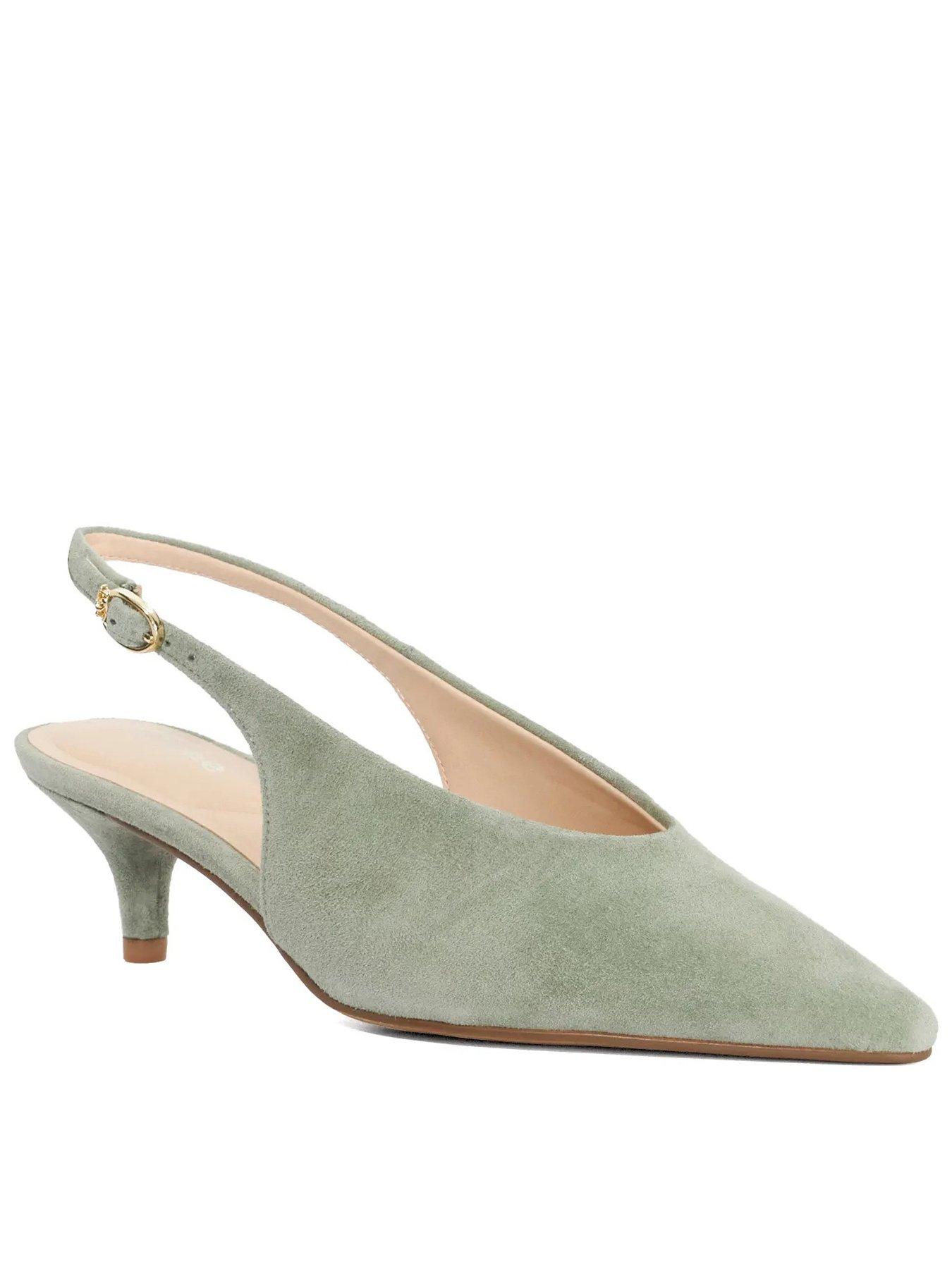 Dune London Credibility Suede Pointed Slingback Court Shoes - Green