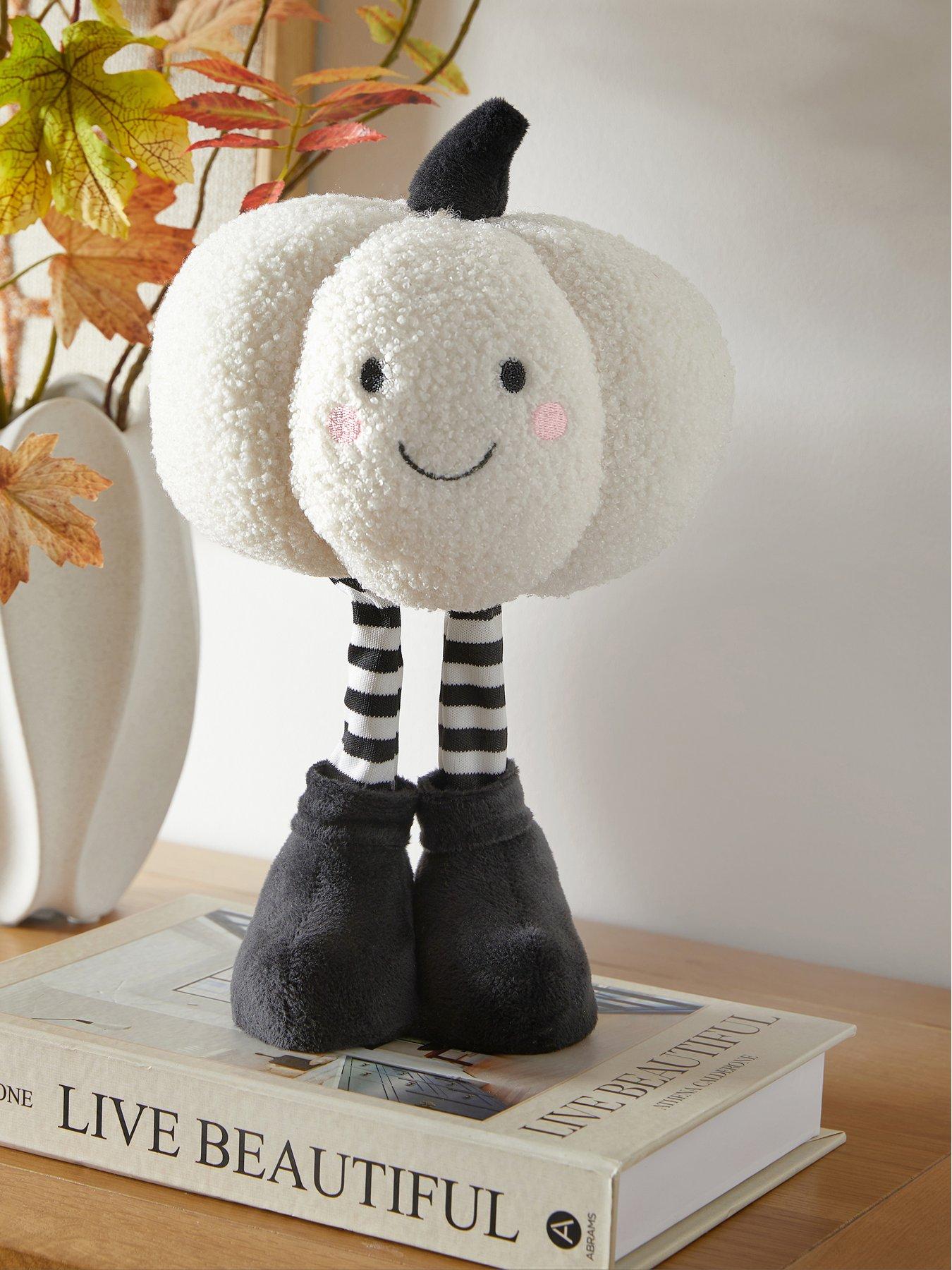 Smart Autumn Smiley Standing Pumpkin Halloween Decoration - Cream