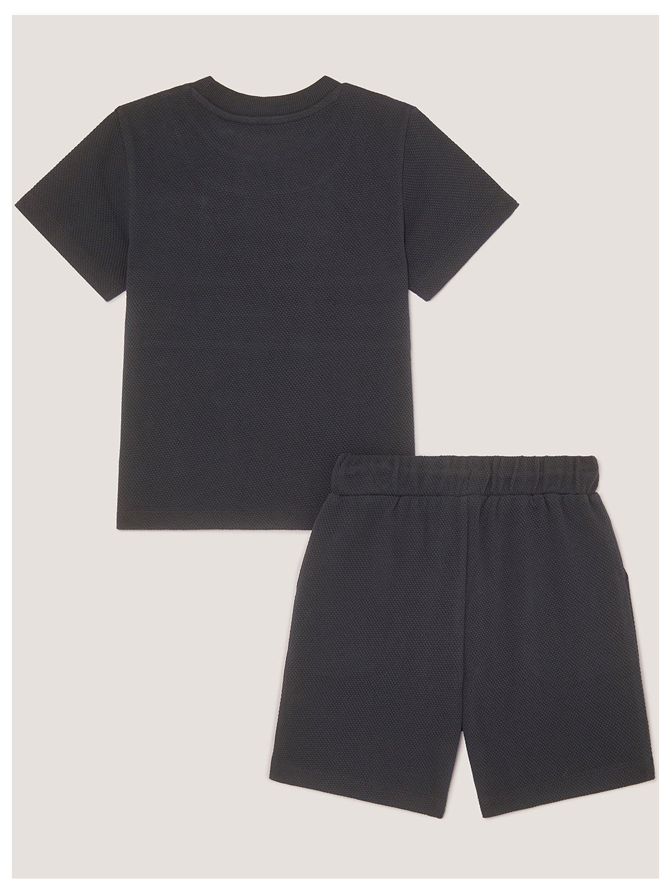 Image 2 of 3 of Monsoon Boys Jersey Stripe Shorts Set - Blue
