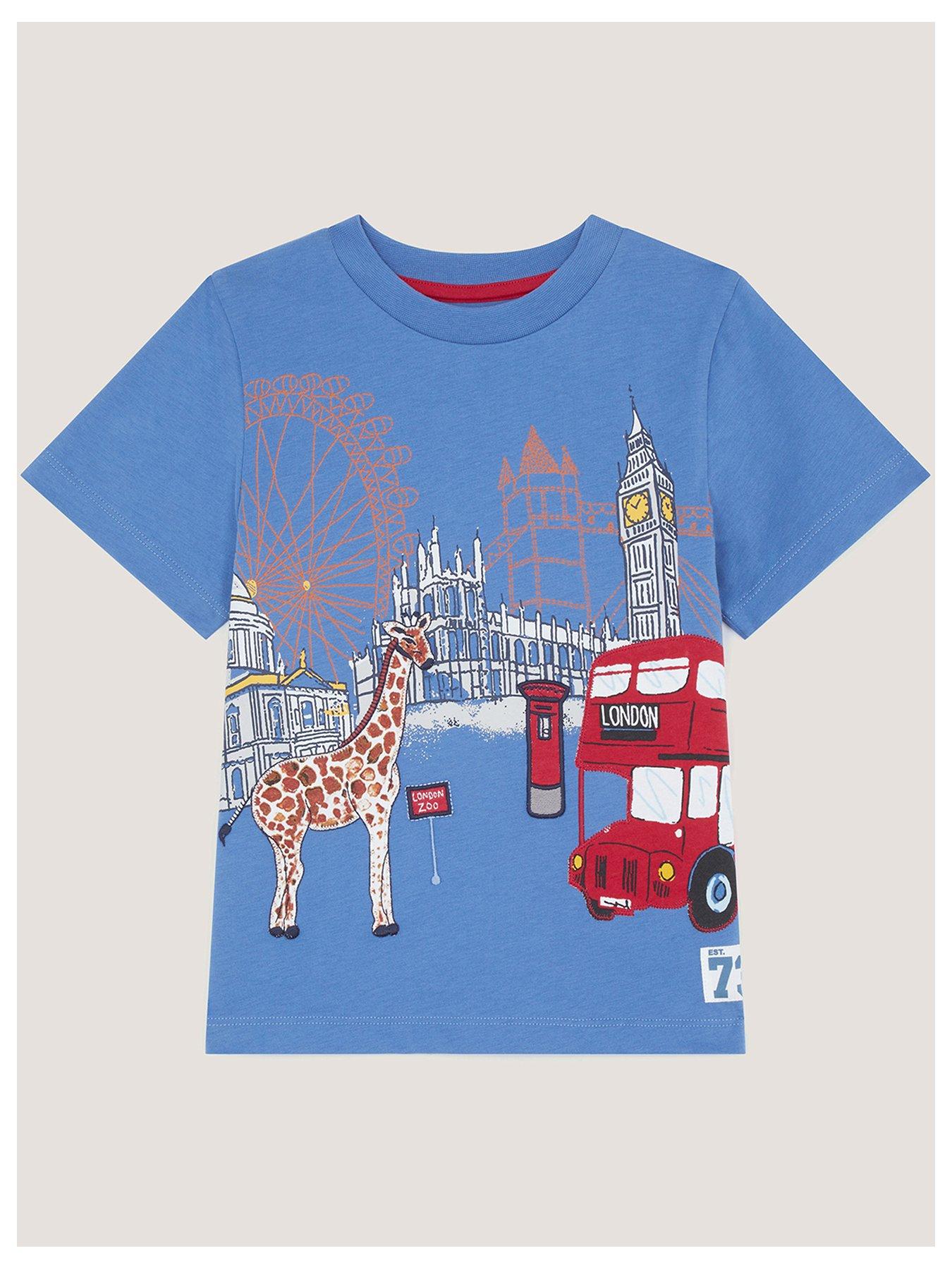 Monsoon Boys London Print Short Sleeve T-shirt - Blue
