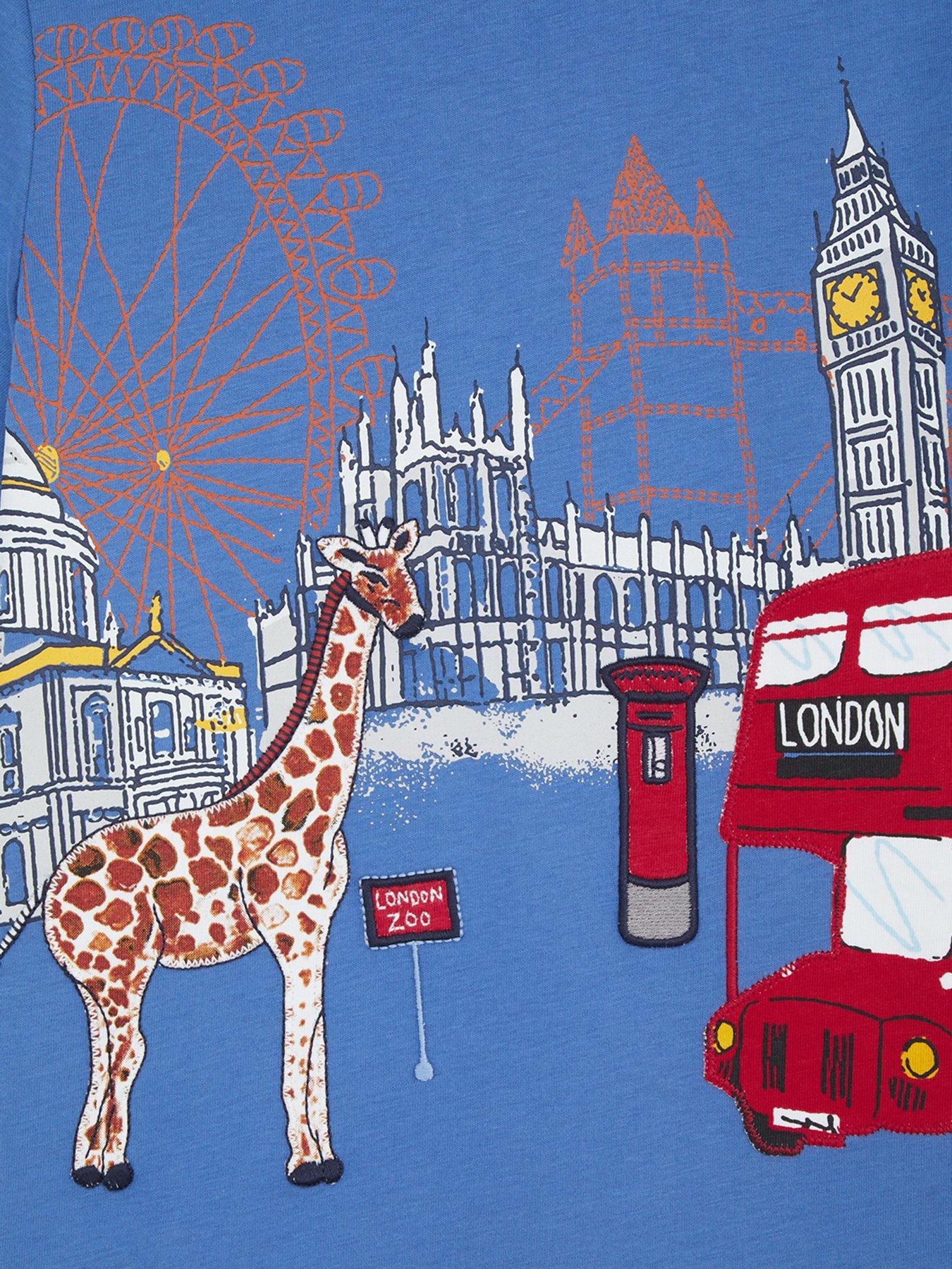 Image 3 of 3 of Monsoon Boys London Print Short Sleeve T-shirt - Blue