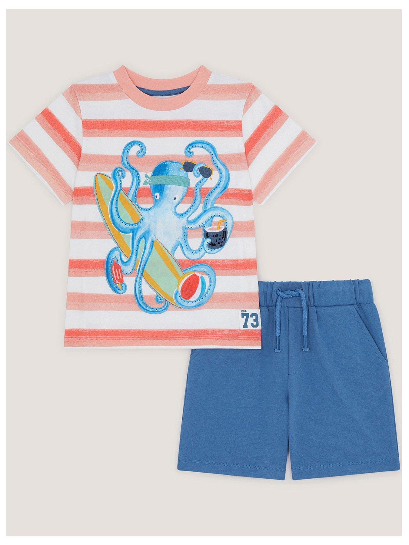 Image 1 of 3 of Monsoon Boys Octopus Logo Jersey Set - Orange