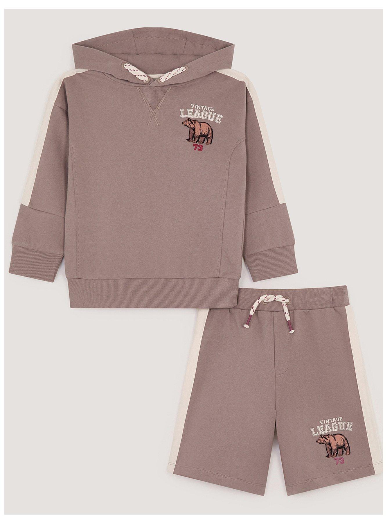 Image 2 of 4 of Monsoon Boys League Hoodie Shorts Set - Brown