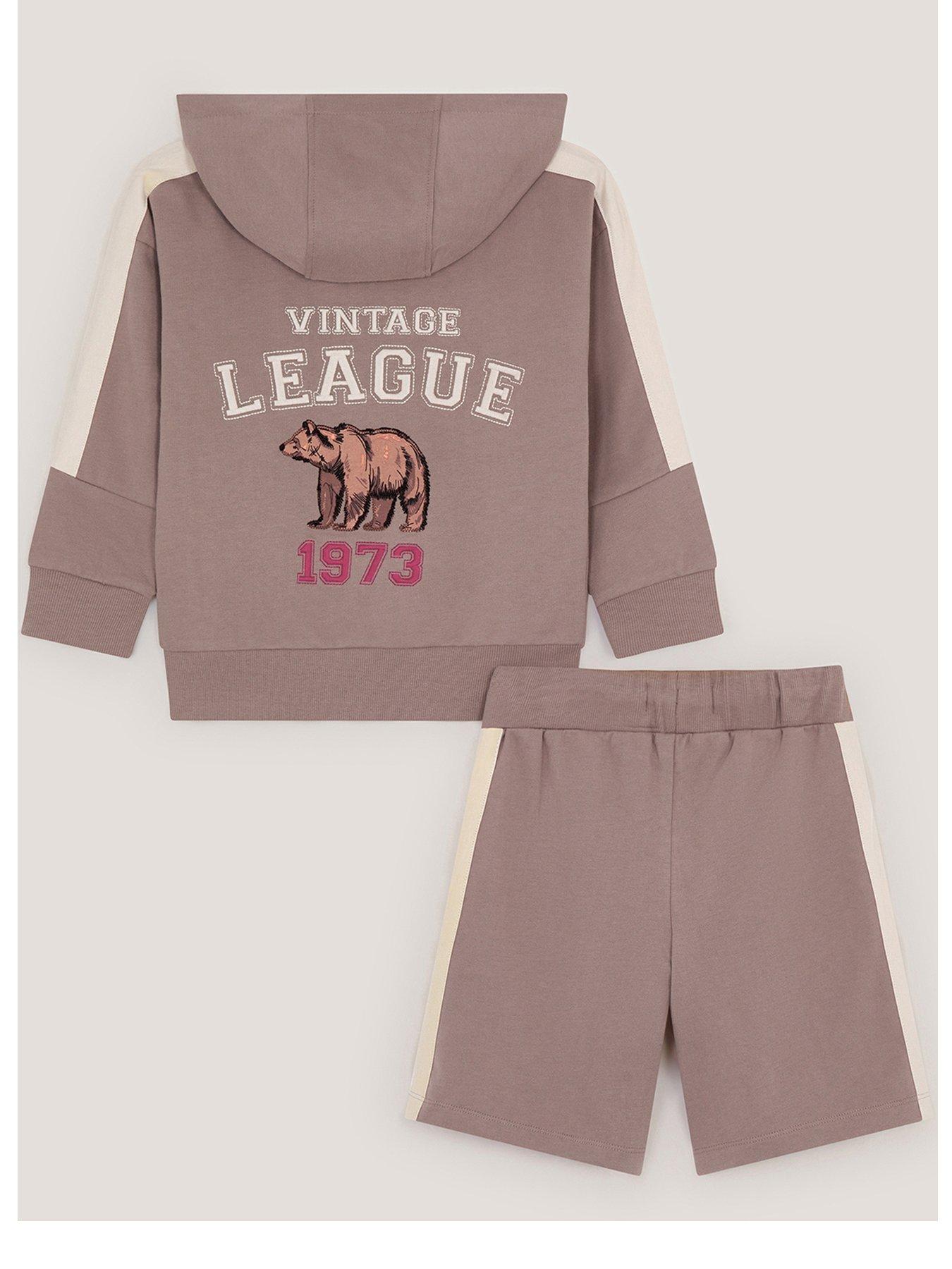 Image 3 of 4 of Monsoon Boys League Hoodie Shorts Set - Brown