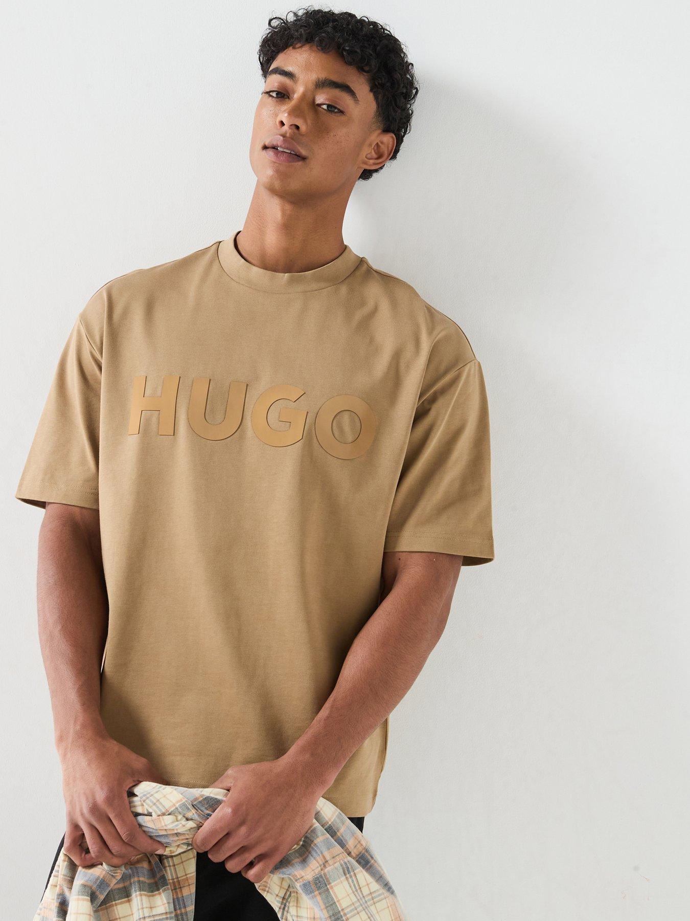 Hugo Dinkee Tonal Logo Oversize Fit T-Shirt - Beige