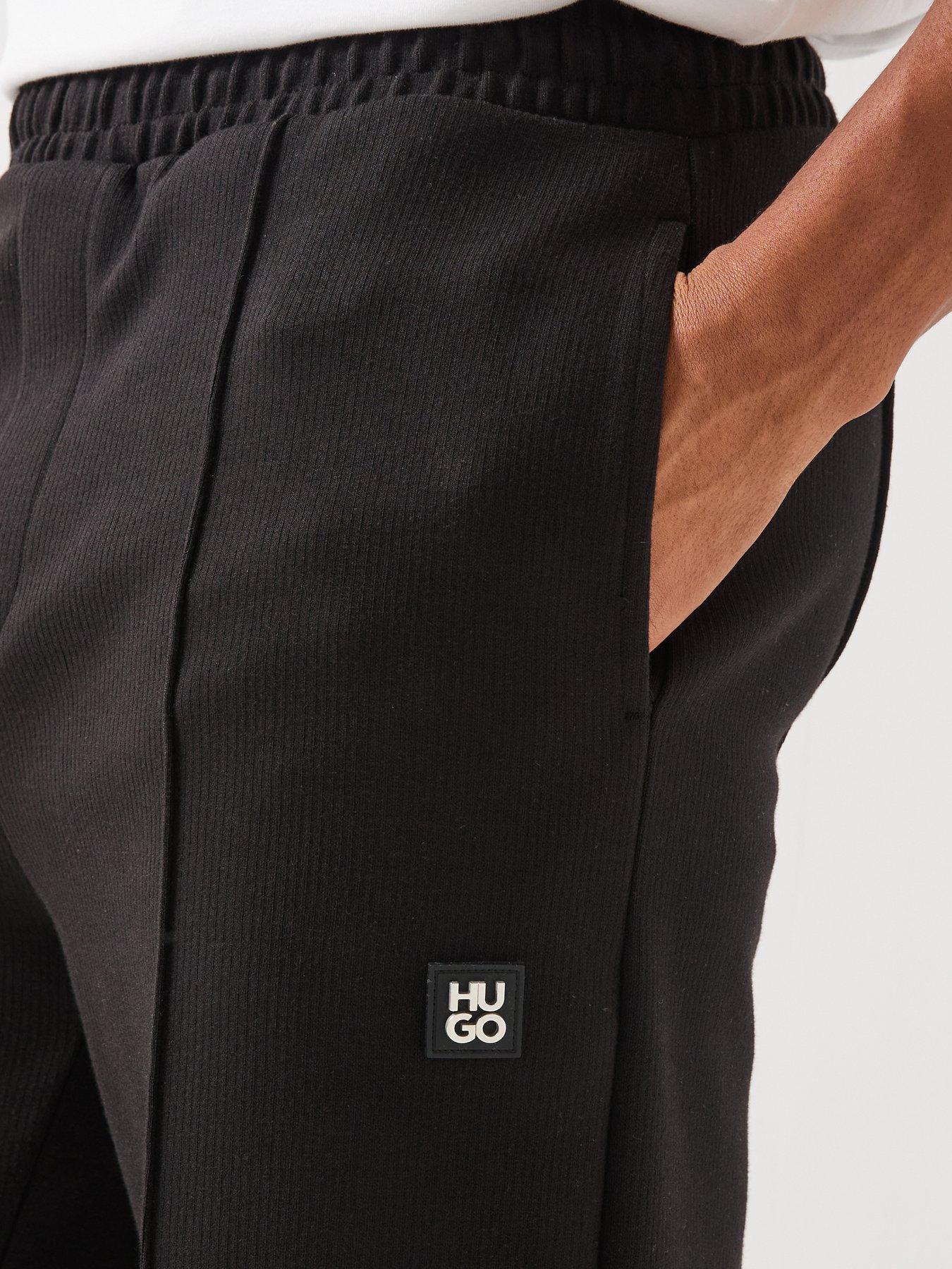Image 4 of 6 of HUGO Dabinpant Stacked Nickel Pleated Joggers - Black