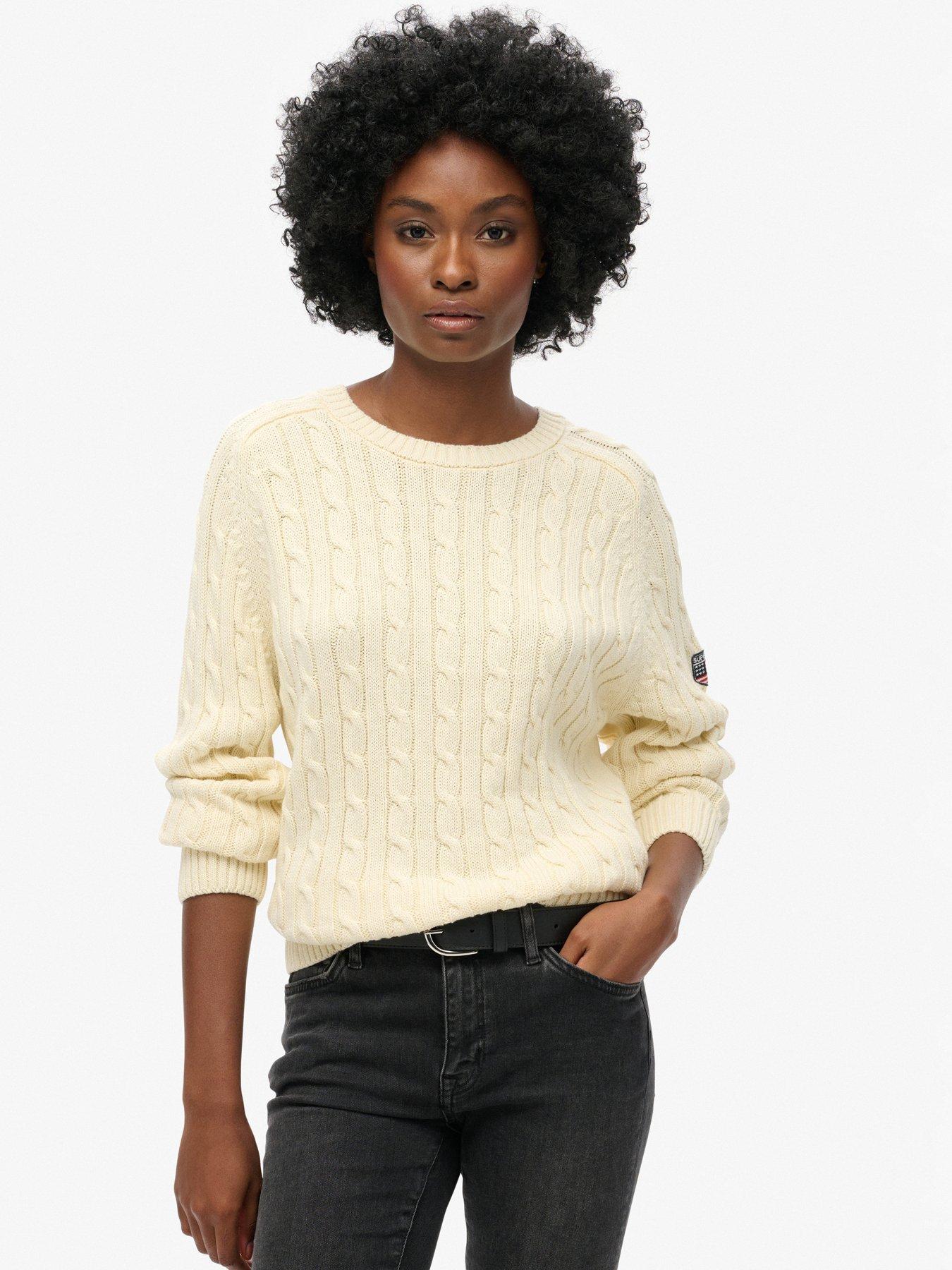 Superdry Slouchy Cable Knit Jumper - White