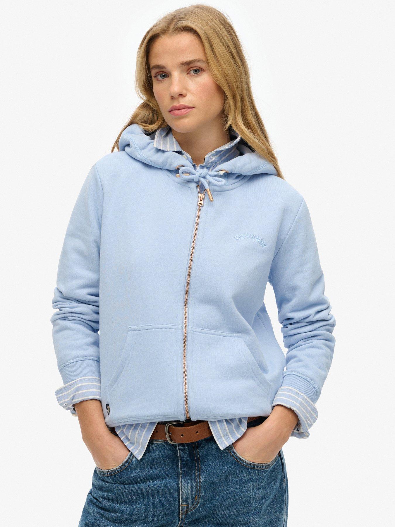 Superdry Essential Logo Zip-Up Hoodie - Blue