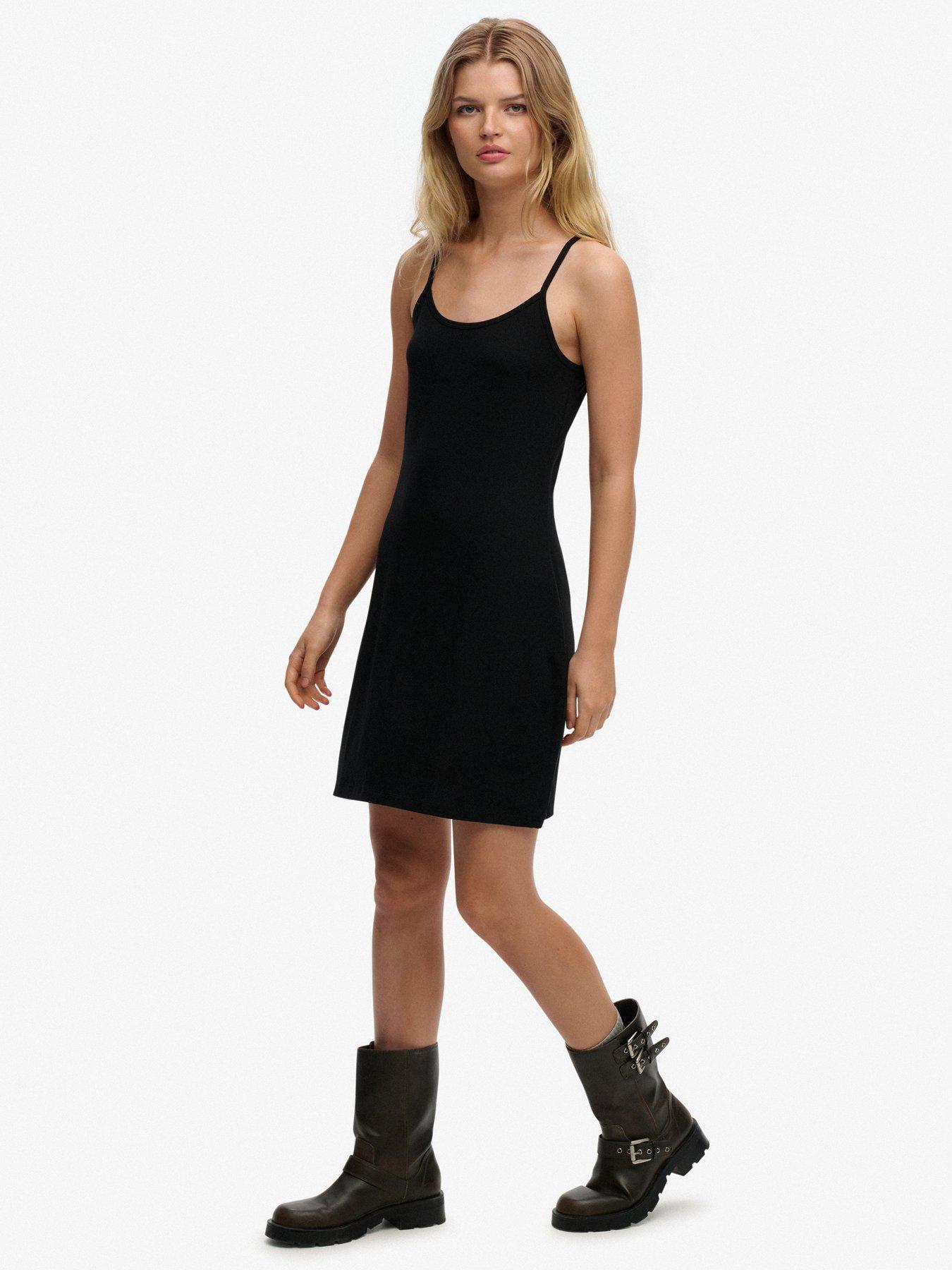 Image 4 of 6 of Superdry Mini Jersey Cami Dress - Black