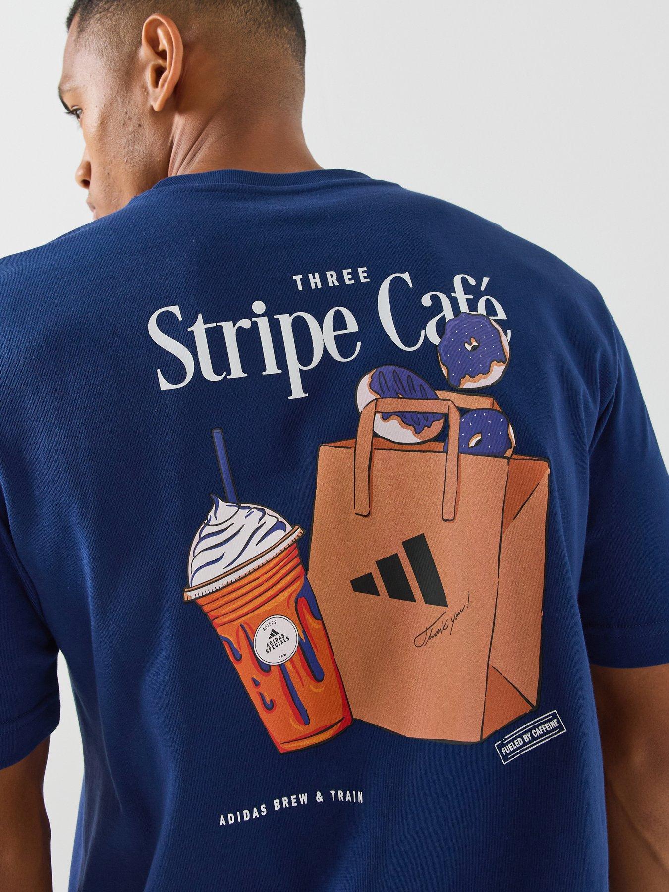 adidas Sportswear Men's Coffee Cafe Donut Bag Graphic T-Shirt - Blue