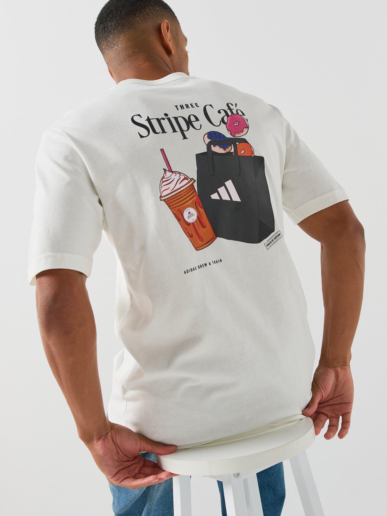 adidas Sportswear Men's Coffee Cafe Donut Bag Graphic T-Shirt - White