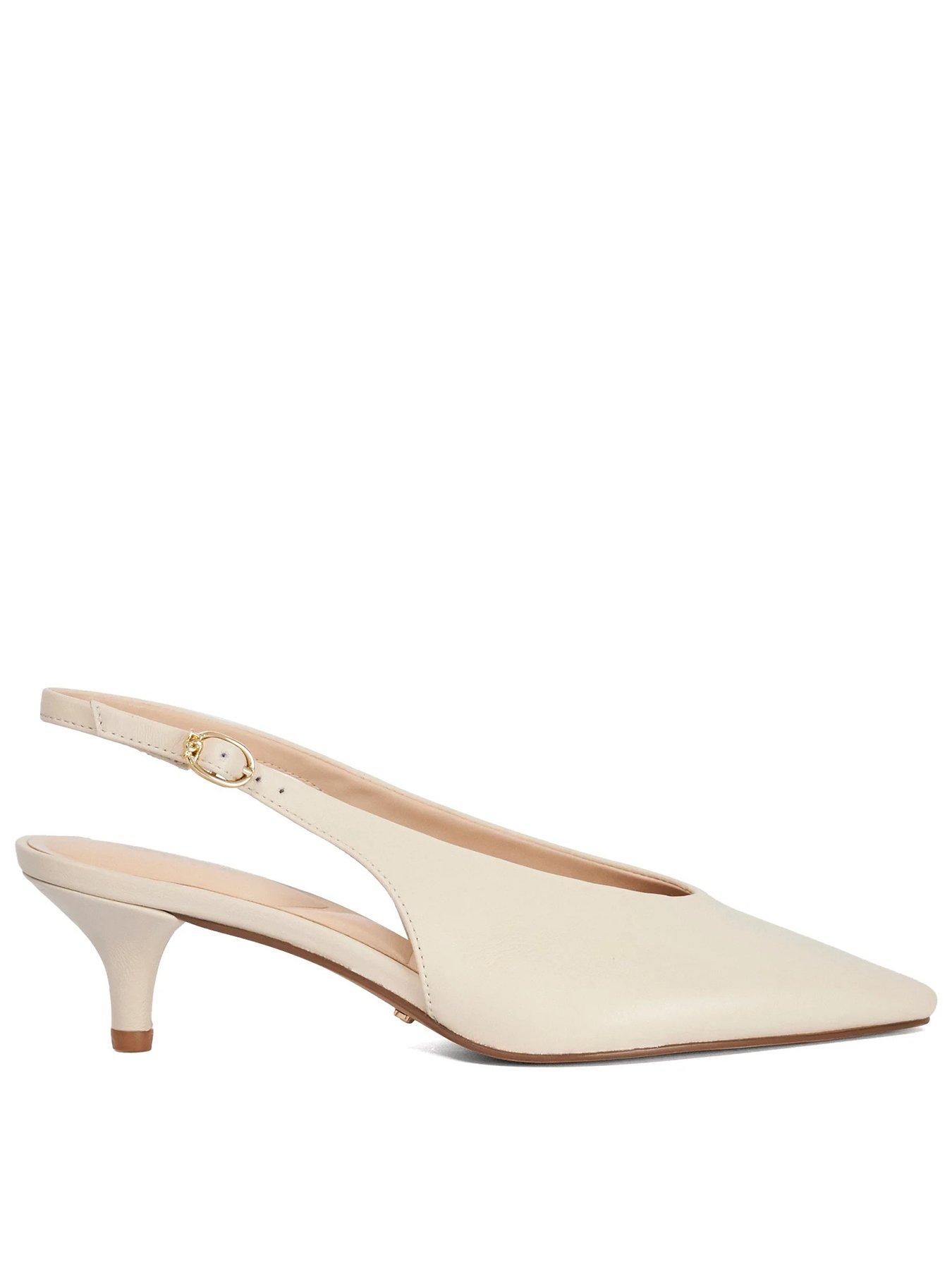 Dune London Credibility Leather Pointed Slingback Court Shoes - Cream
