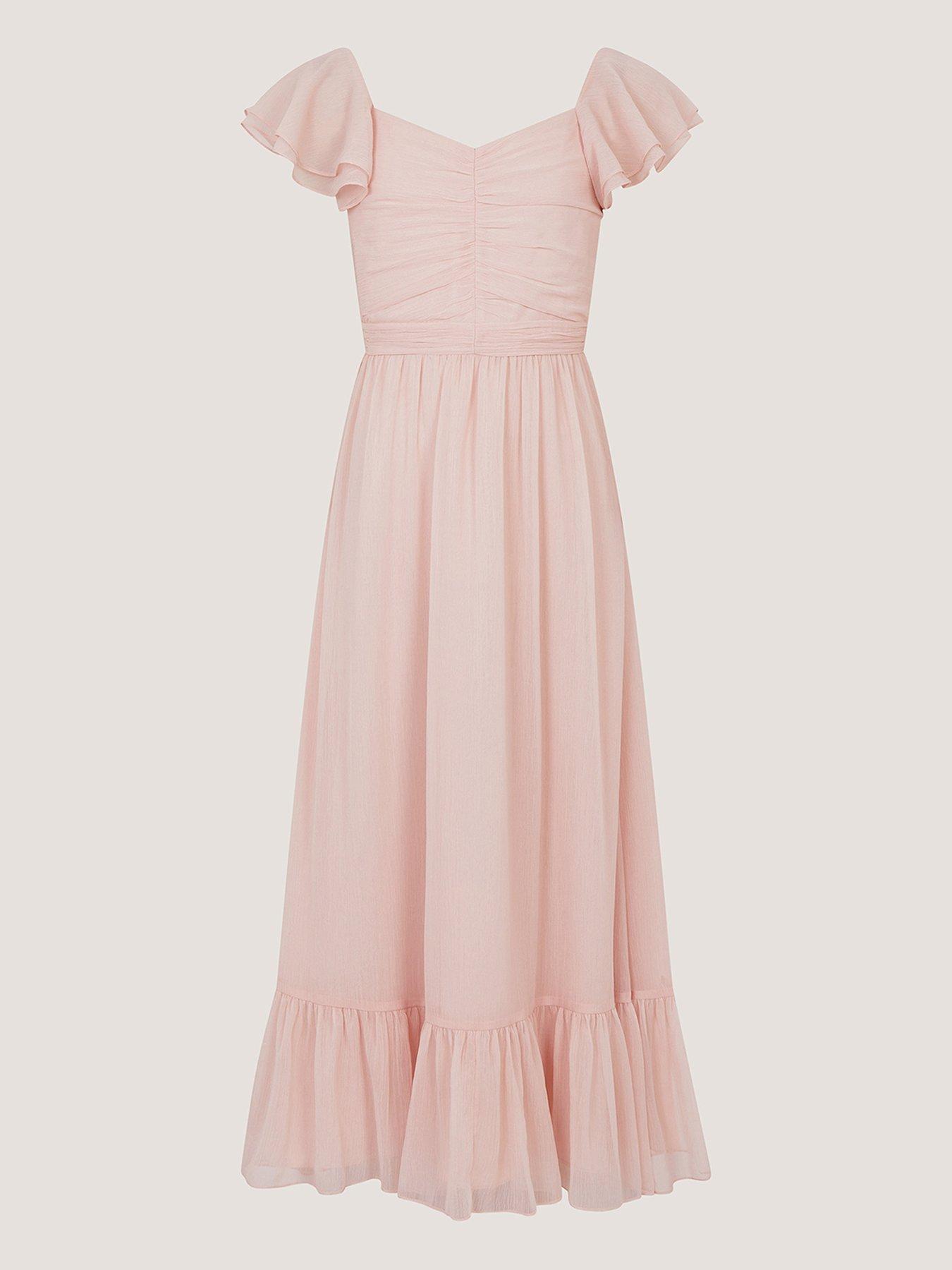 Image 3 of 5 of Monsoon Girls Sully Tie Back Maxi Prom Dress - Light Pink