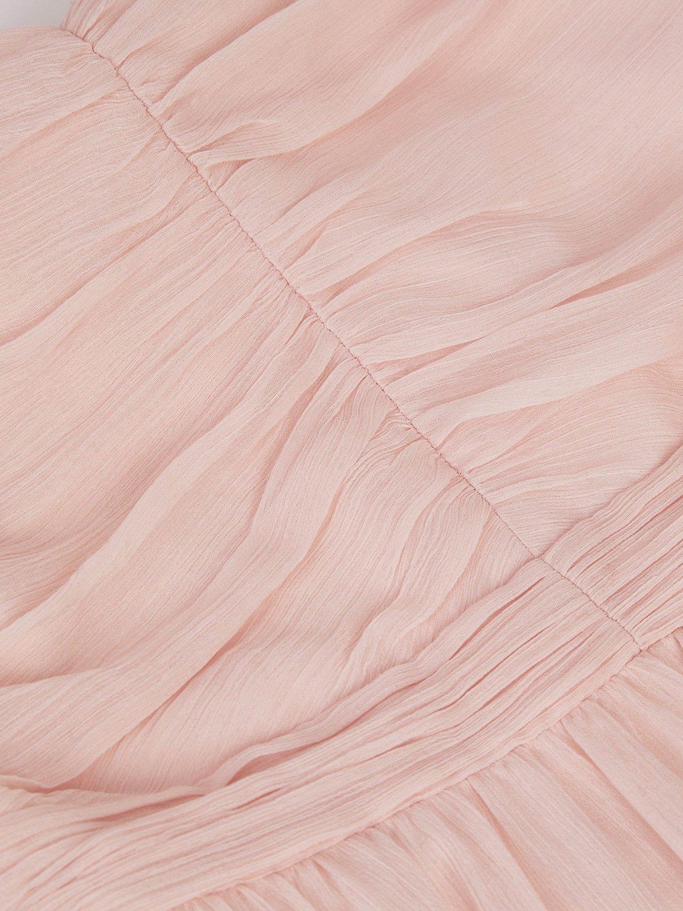 Image 5 of 5 of Monsoon Girls Sully Tie Back Maxi Prom Dress - Light Pink