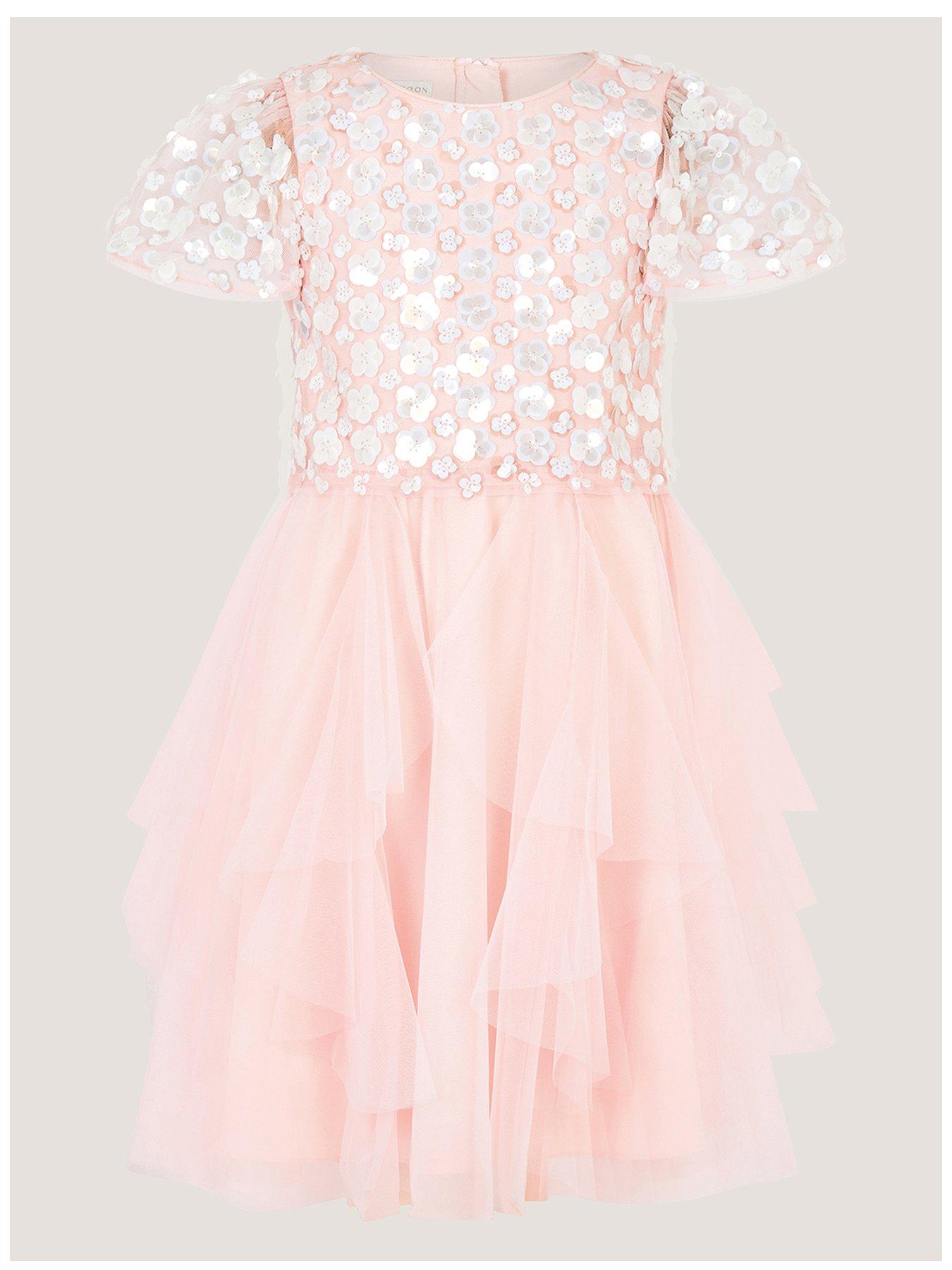 Monsoon Girls Inaya Sequin Waterfall Dress - Pink