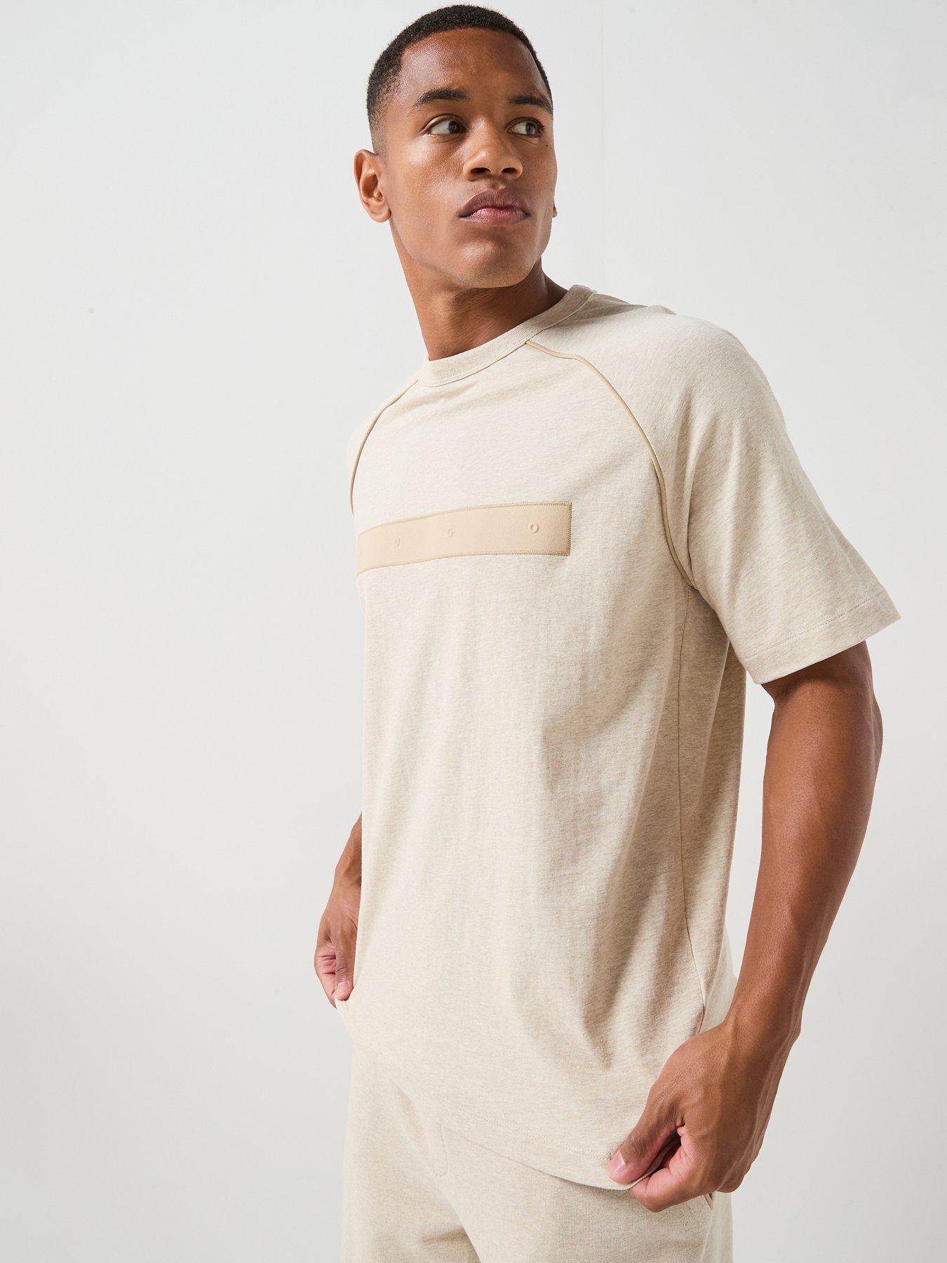 HUGO Dalik Tonal Logo Raglan T-Shirt - Light Beige
