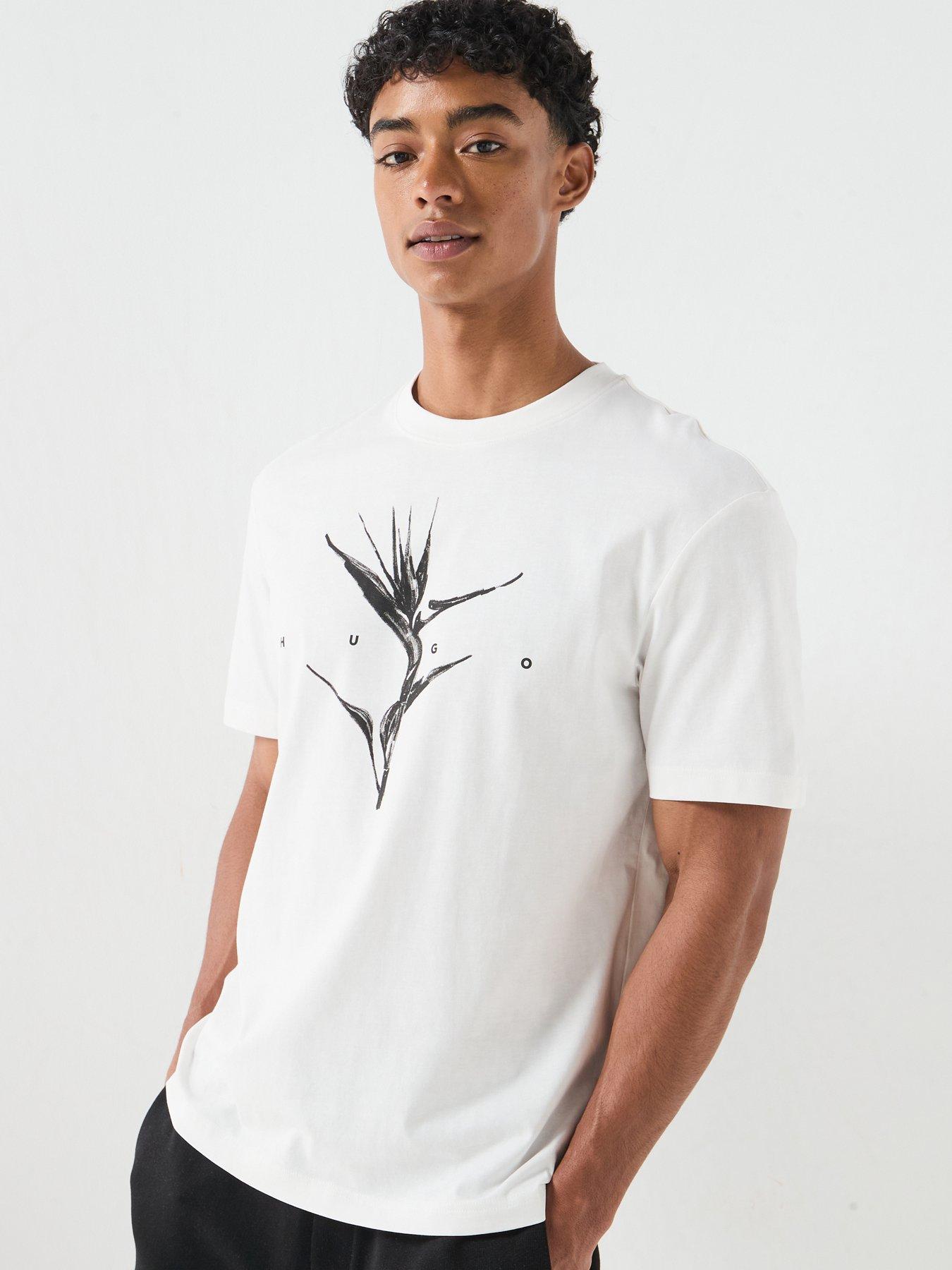 HUGO Darise Bird Graphic T-Shirt, Off White, Size S, Men