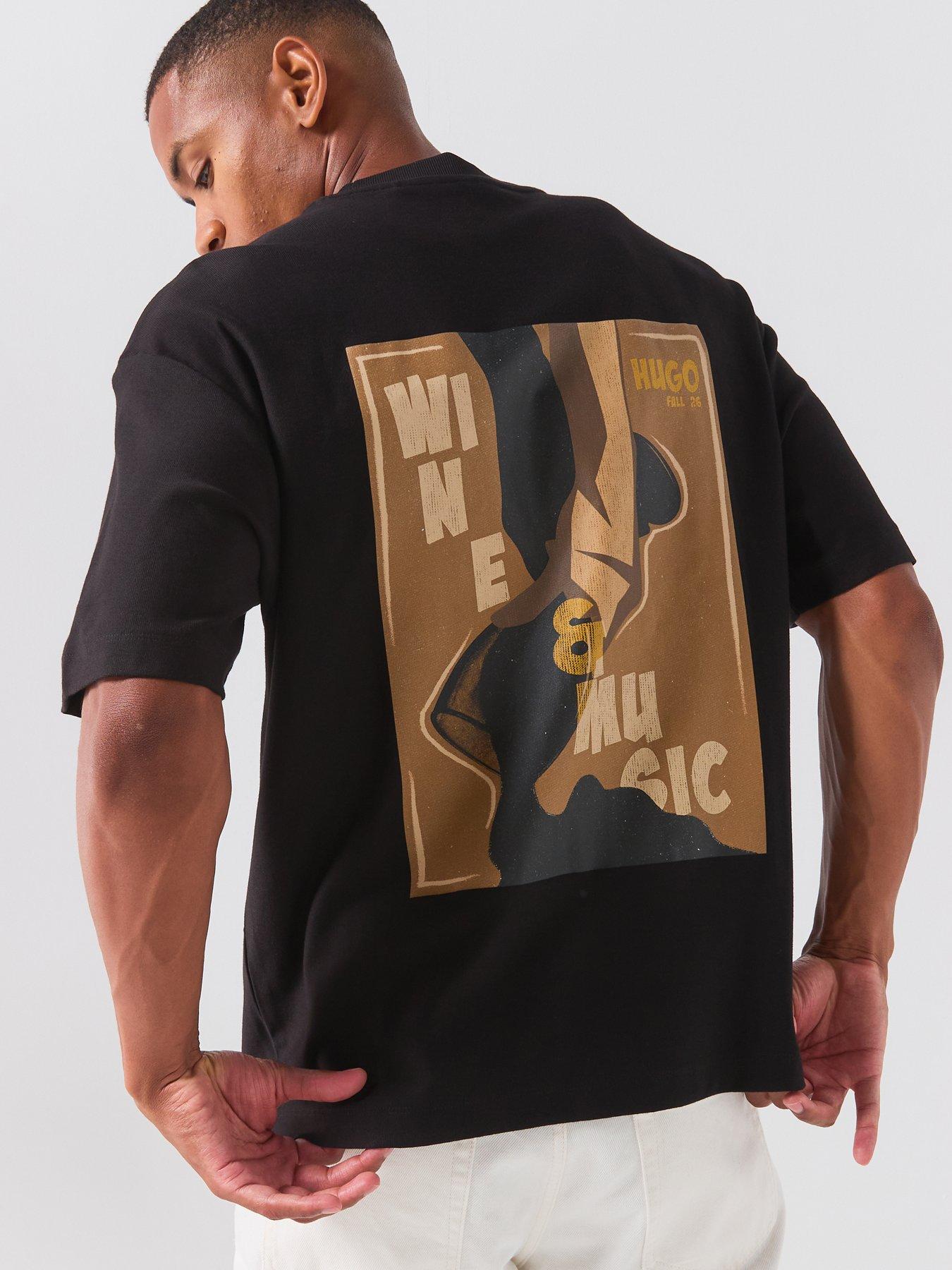 HUGO Detzi Wine Back Graphic T-Shirt - Black