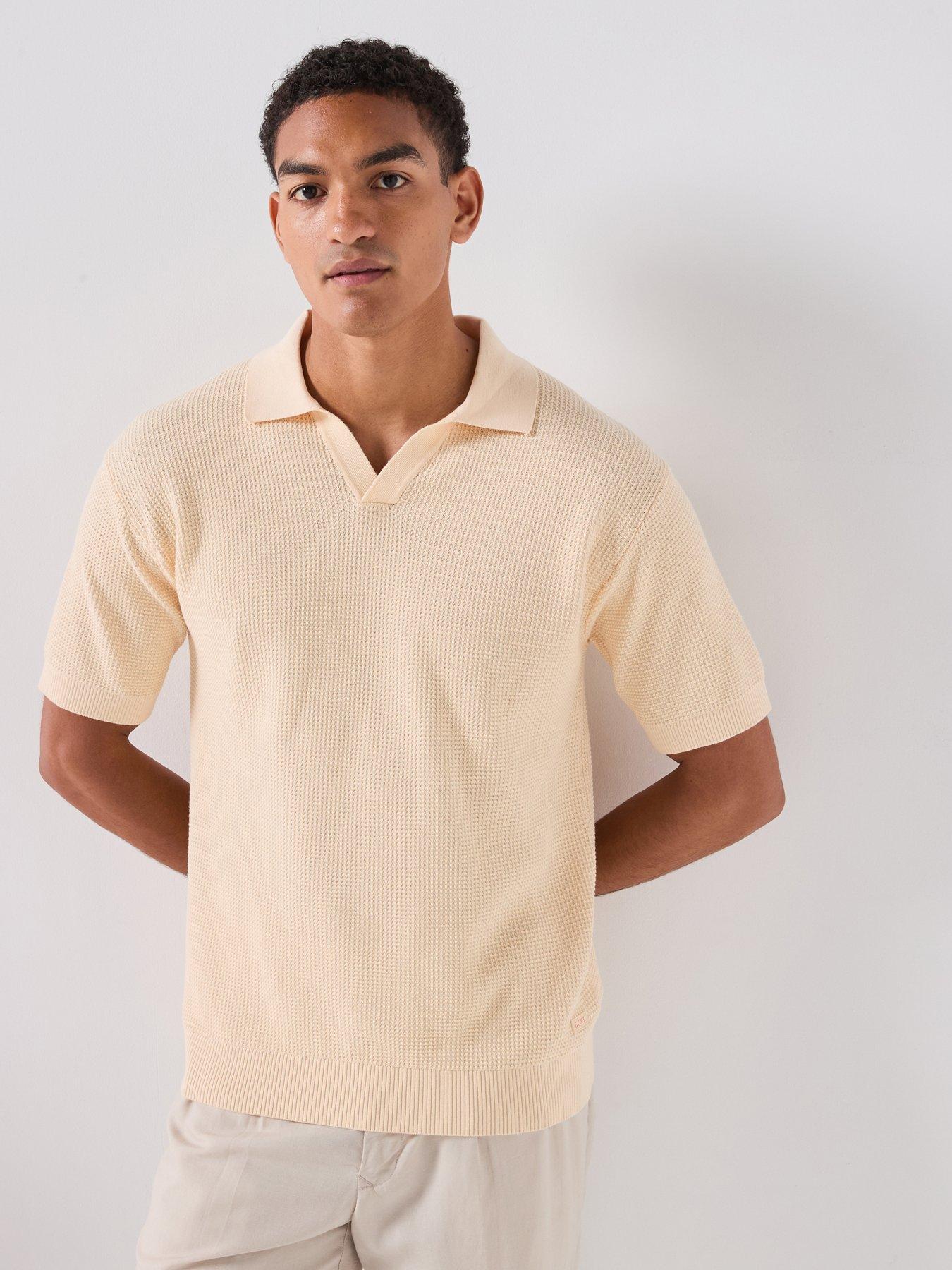 Boss Kocello Open Collar Knitted Polo Shirt - Orange