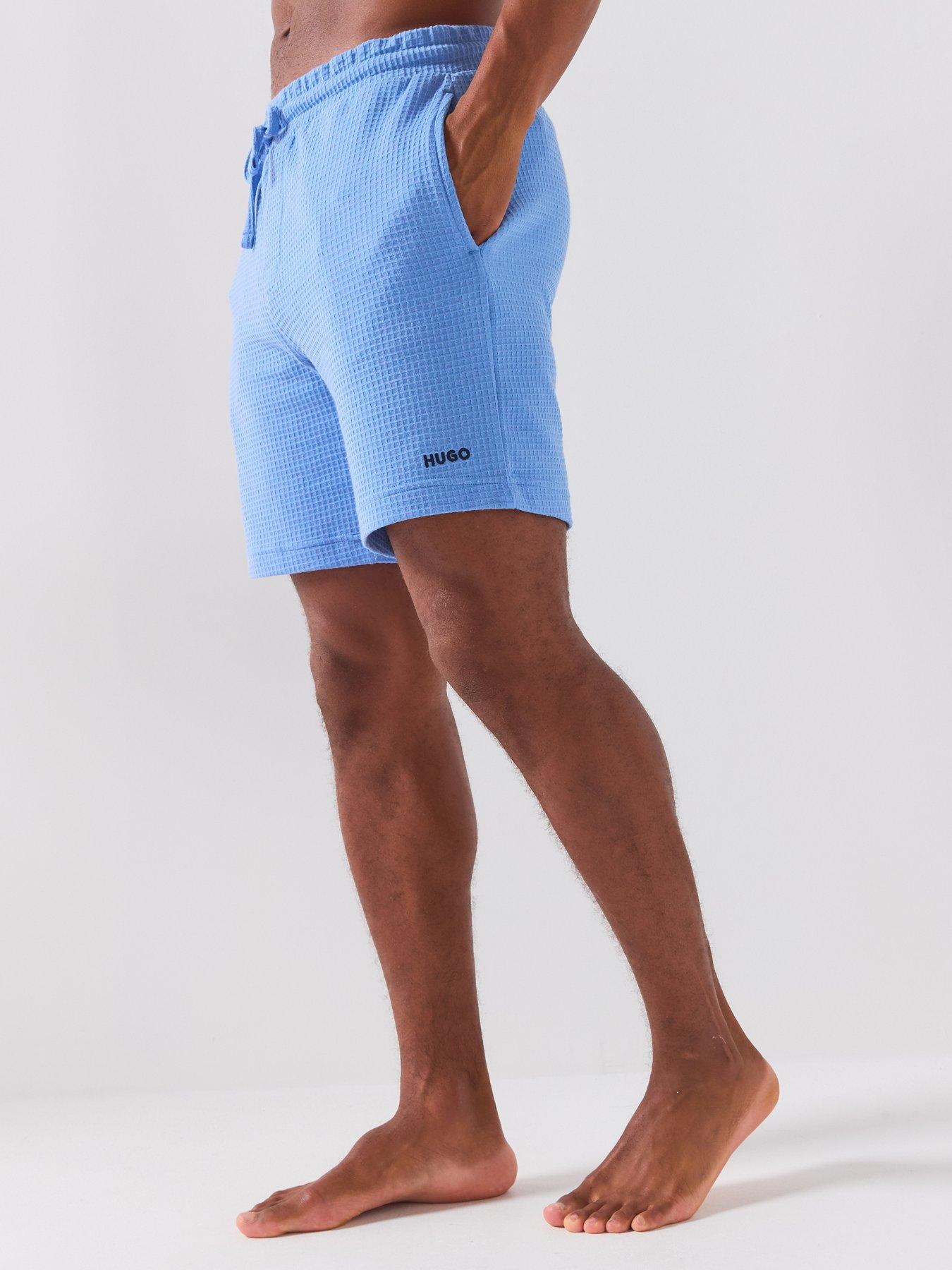 Image 1 of 5 of HUGO Austin Waffle Loungewear Shorts - Bright Blue