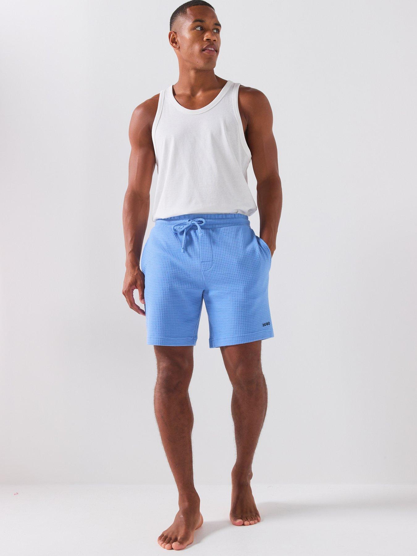 Image 3 of 5 of HUGO Austin Waffle Loungewear Shorts - Bright Blue