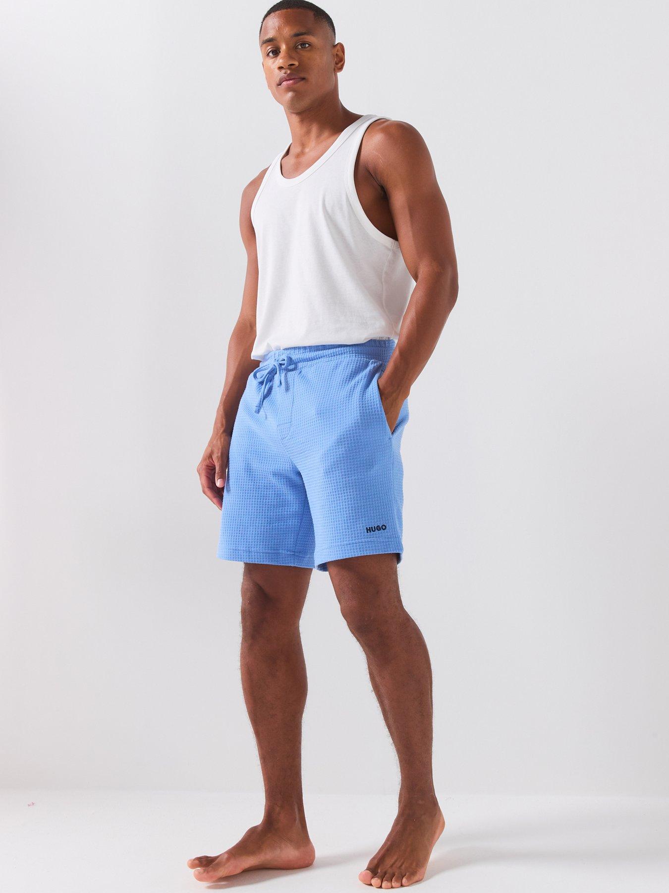 Image 4 of 5 of HUGO Austin Waffle Loungewear Shorts - Bright Blue