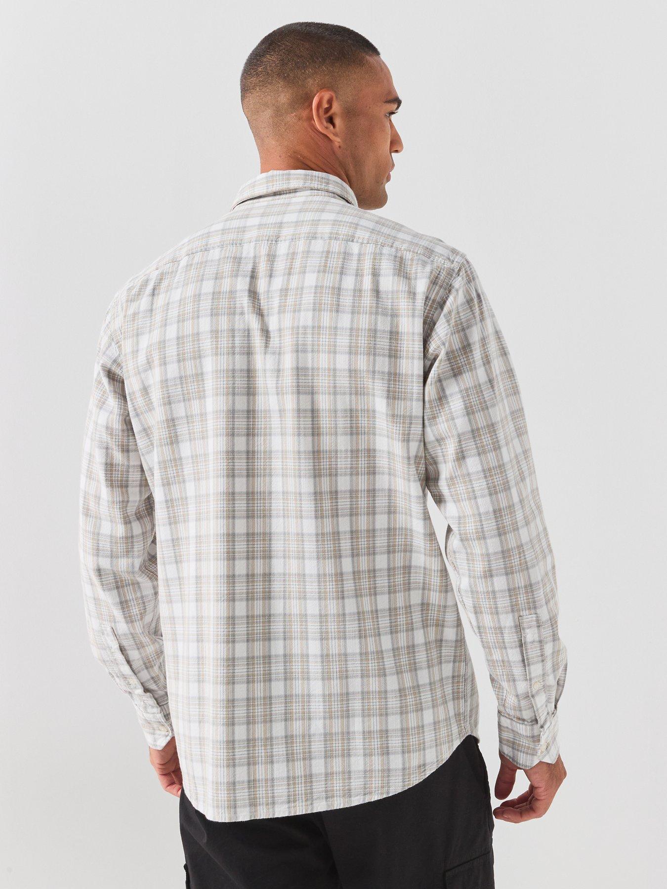 Image 2 of 6 of BOSS Button Down Regular Fit Check Shirt - White