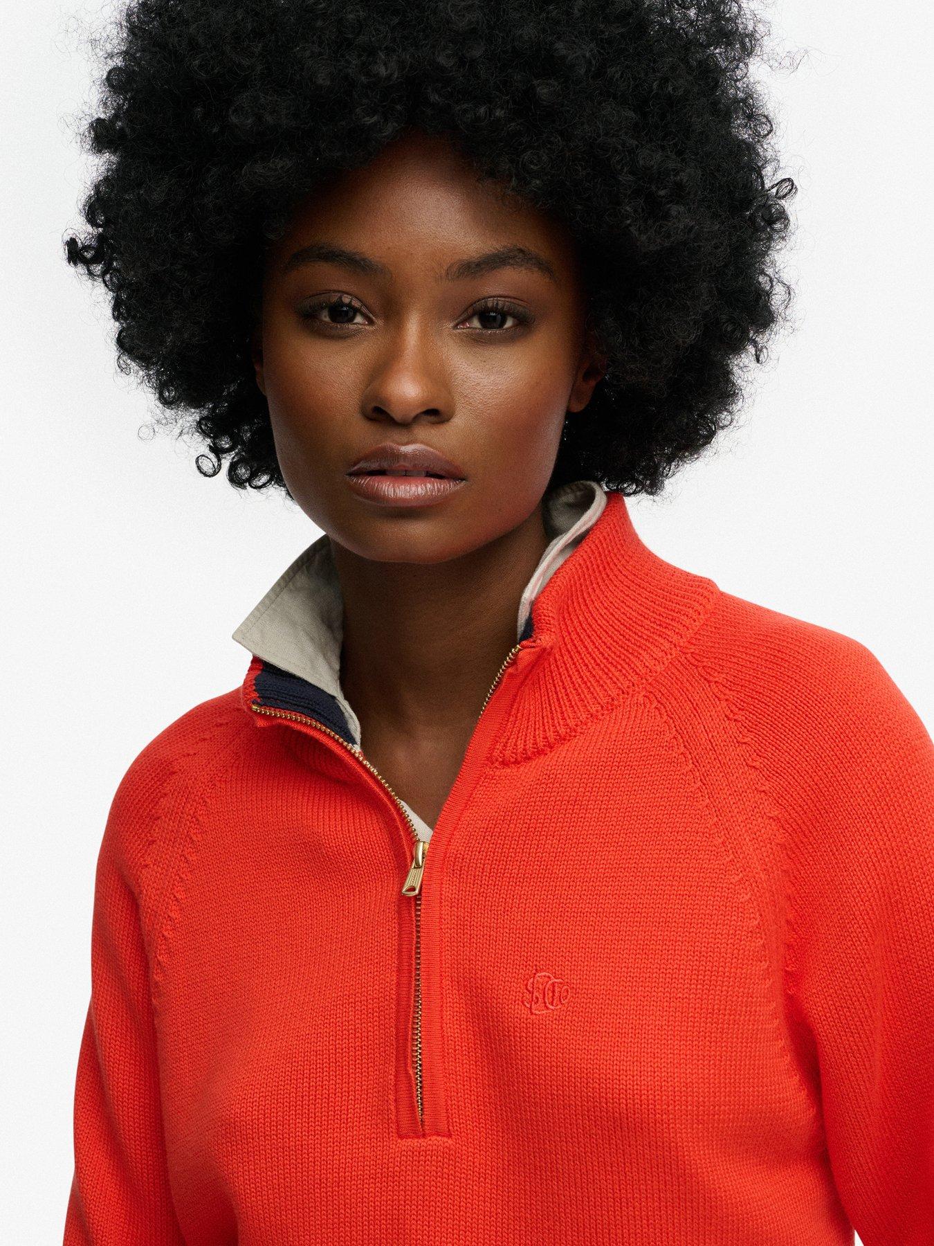 Image 4 of 6 of Superdry Classic Cotton Knit Half Zip Jumper - Orange