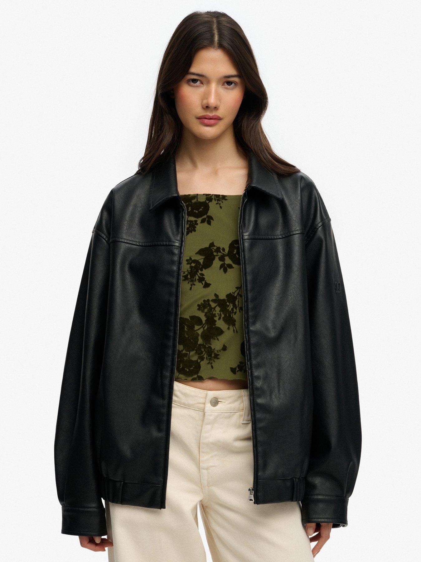 Image 1 of 5 of Superdry Collared Oversize Bomber - Brown