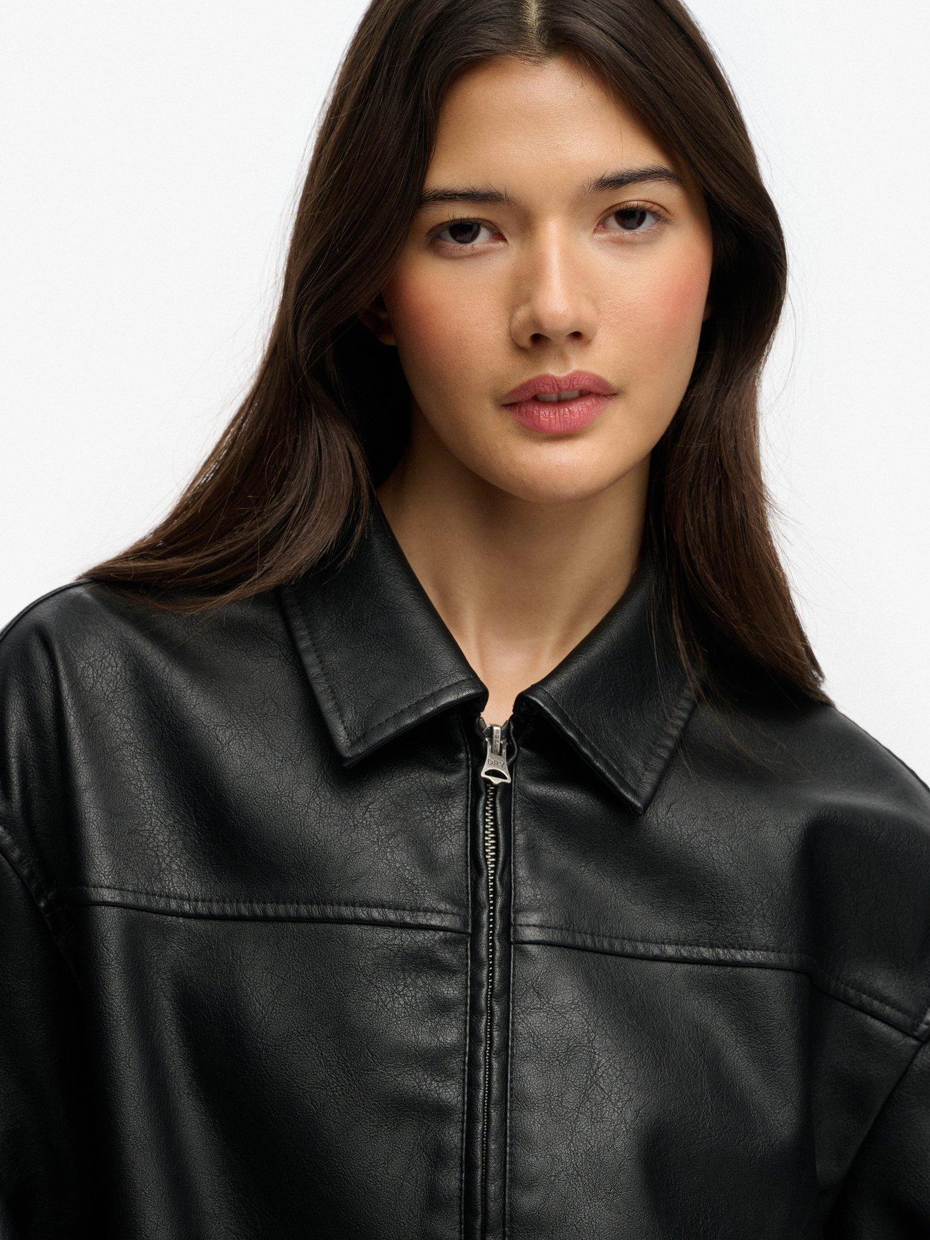 Image 4 of 5 of Superdry Collared Oversize Bomber - Brown