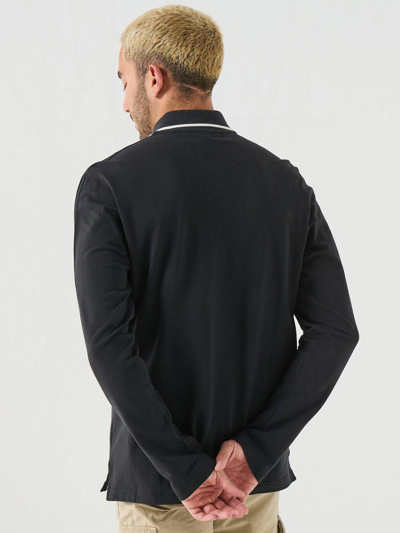 Image 2 of 6 of adidas Originals Mens Training 3 Stripe Long Sleeve Polo - Black