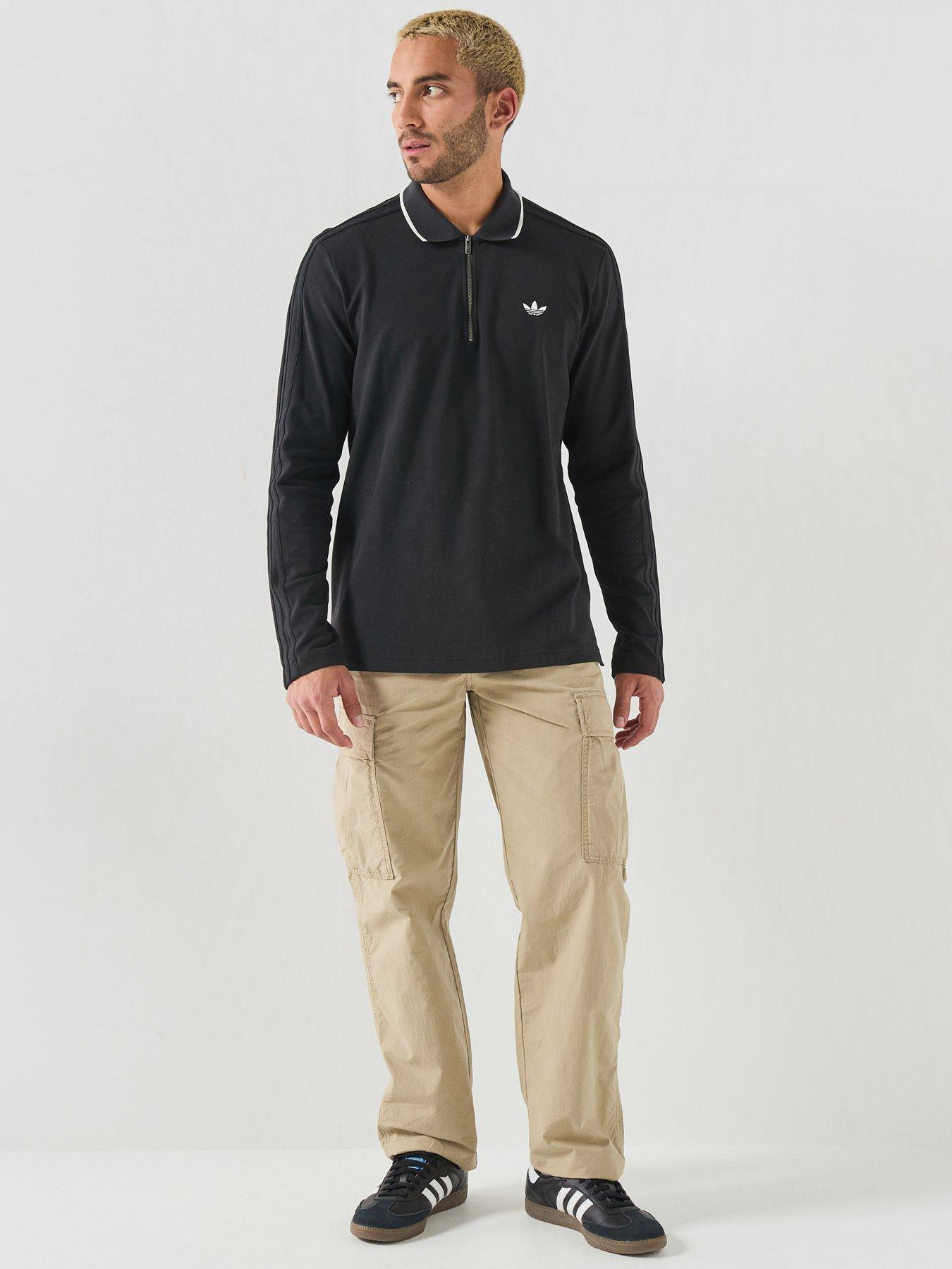 Image 3 of 6 of adidas Originals Mens Training 3 Stripe Long Sleeve Polo - Black