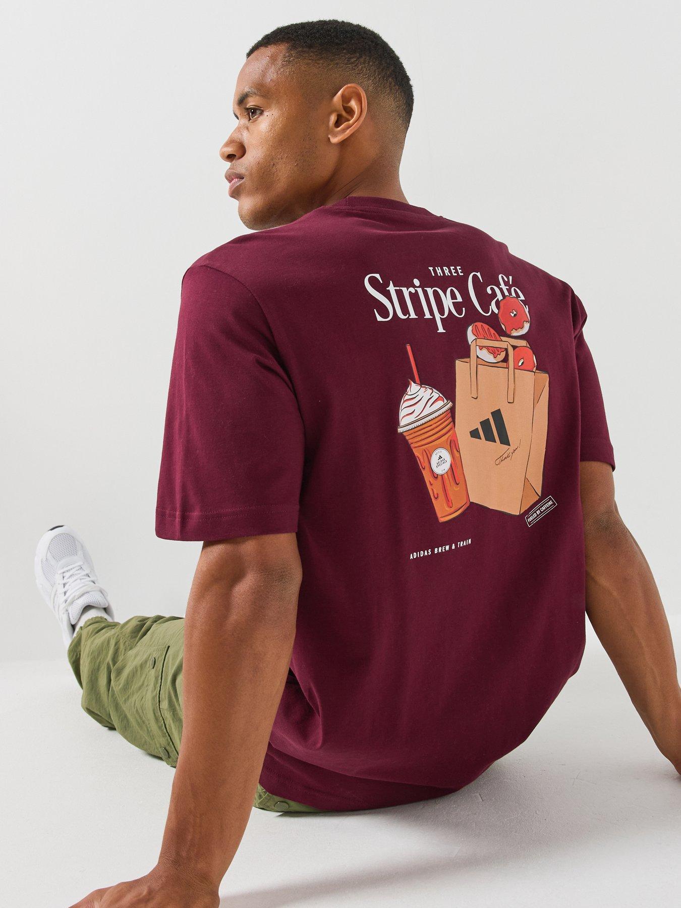 adidas Sportswear Men's Coffee Cafe Donut Bag Graphic T-Shirt - Burgundy