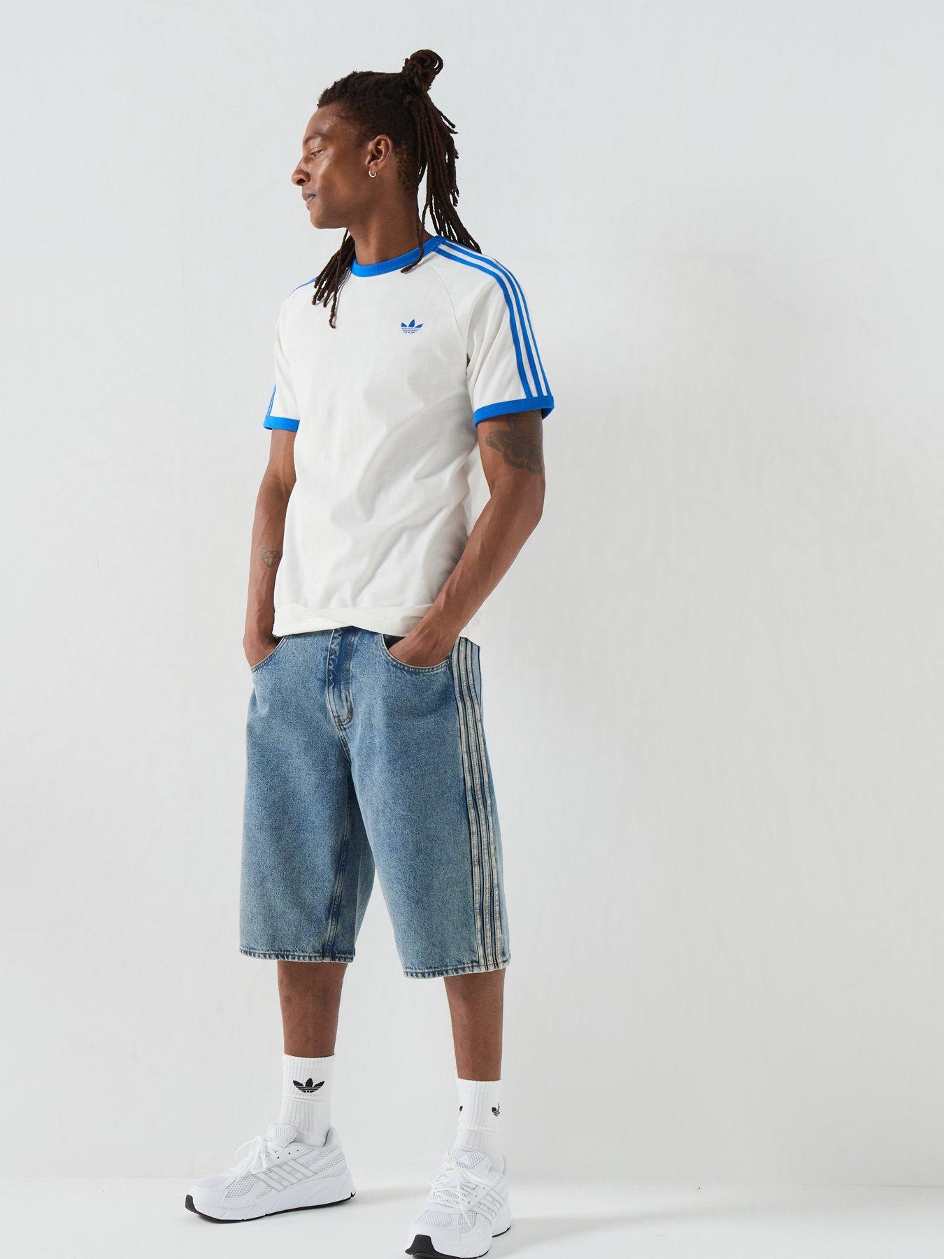 Image 3 of 6 of adidas Originals Adicolor Classics 3-Stripes T-Shirt - Cloud White/Blue