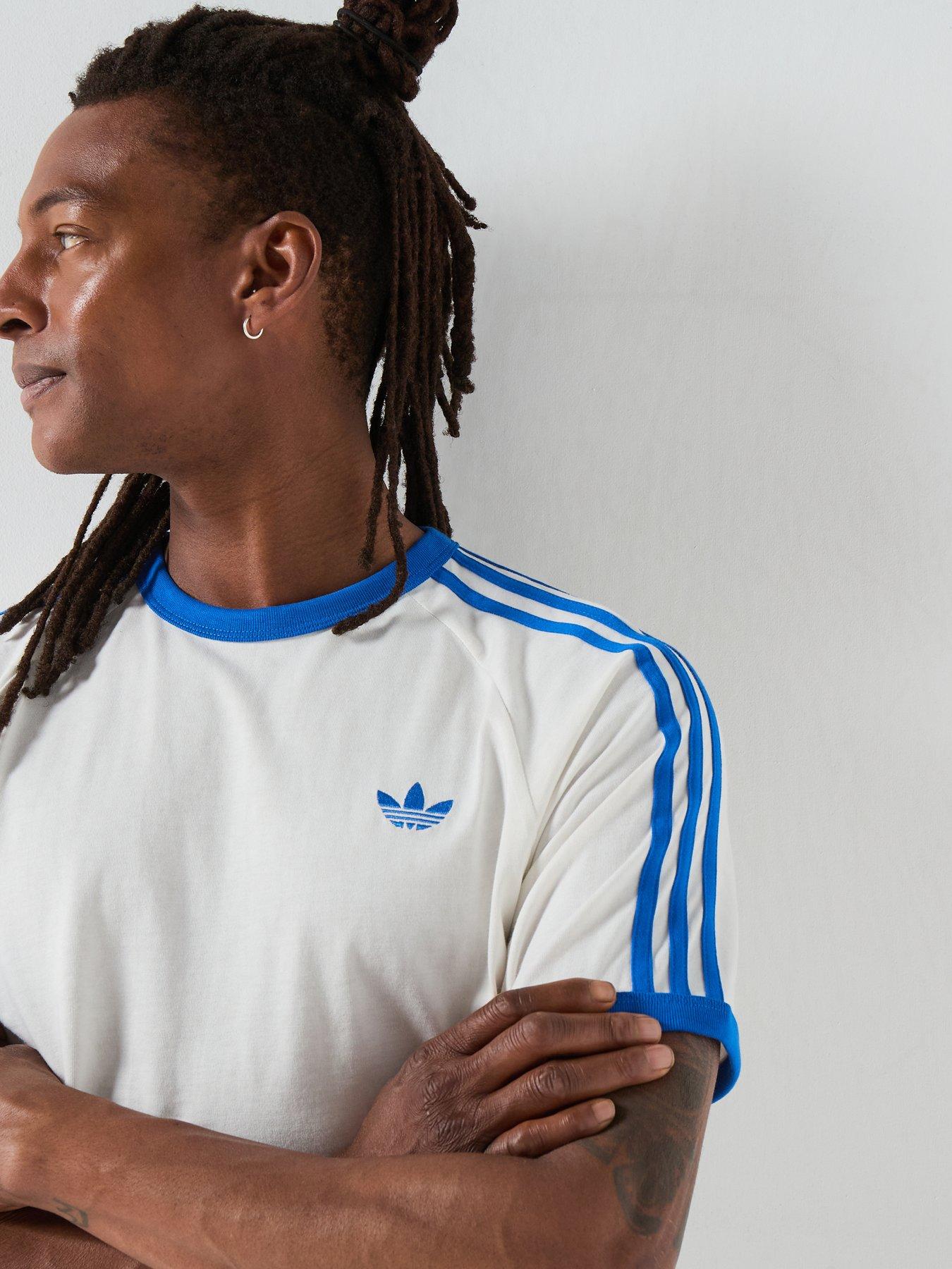 Image 4 of 6 of adidas Originals Adicolor Classics 3-Stripes T-Shirt - Cloud White/Blue