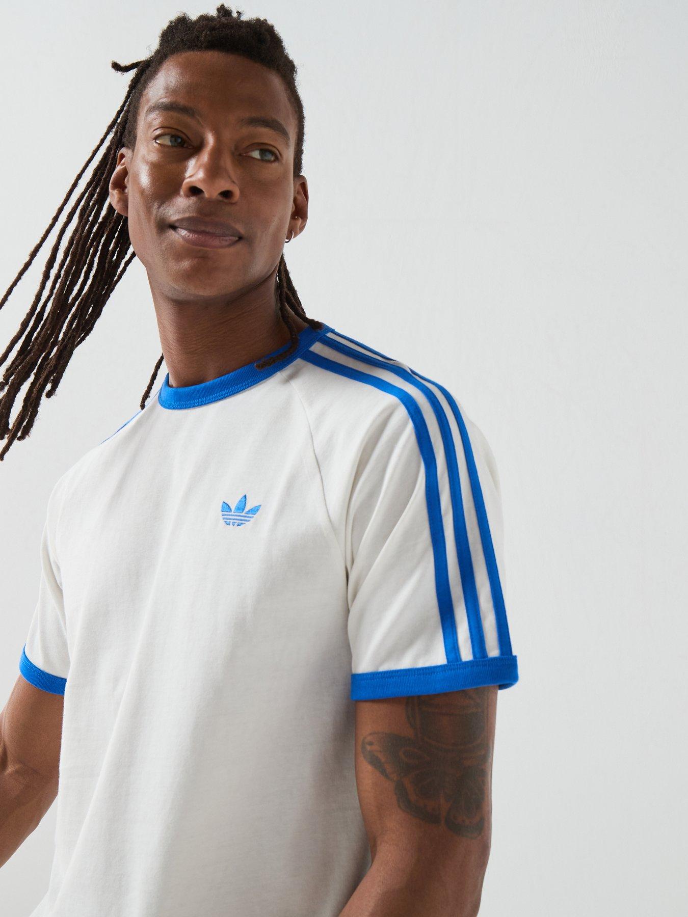 Image 5 of 6 of adidas Originals Adicolor Classics 3-Stripes T-Shirt - Cloud White/Blue
