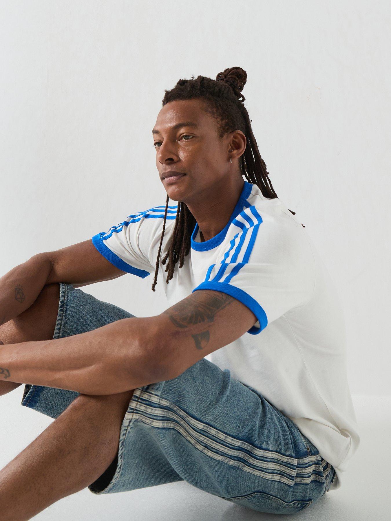 Image 6 of 6 of adidas Originals Adicolor Classics 3-Stripes T-Shirt - Cloud White/Blue