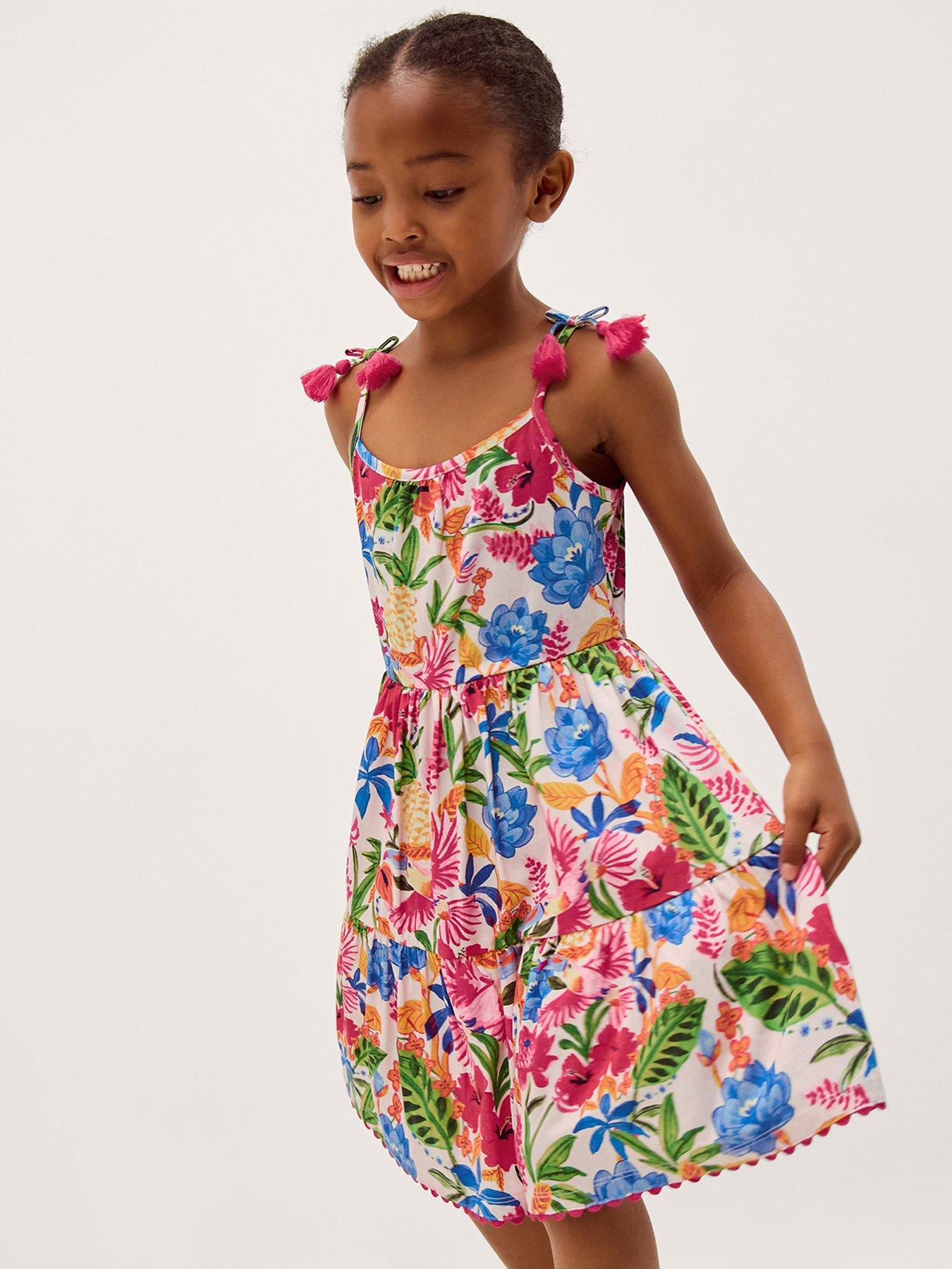 Monsoon Girls Tropical Jersey Dress - Multi